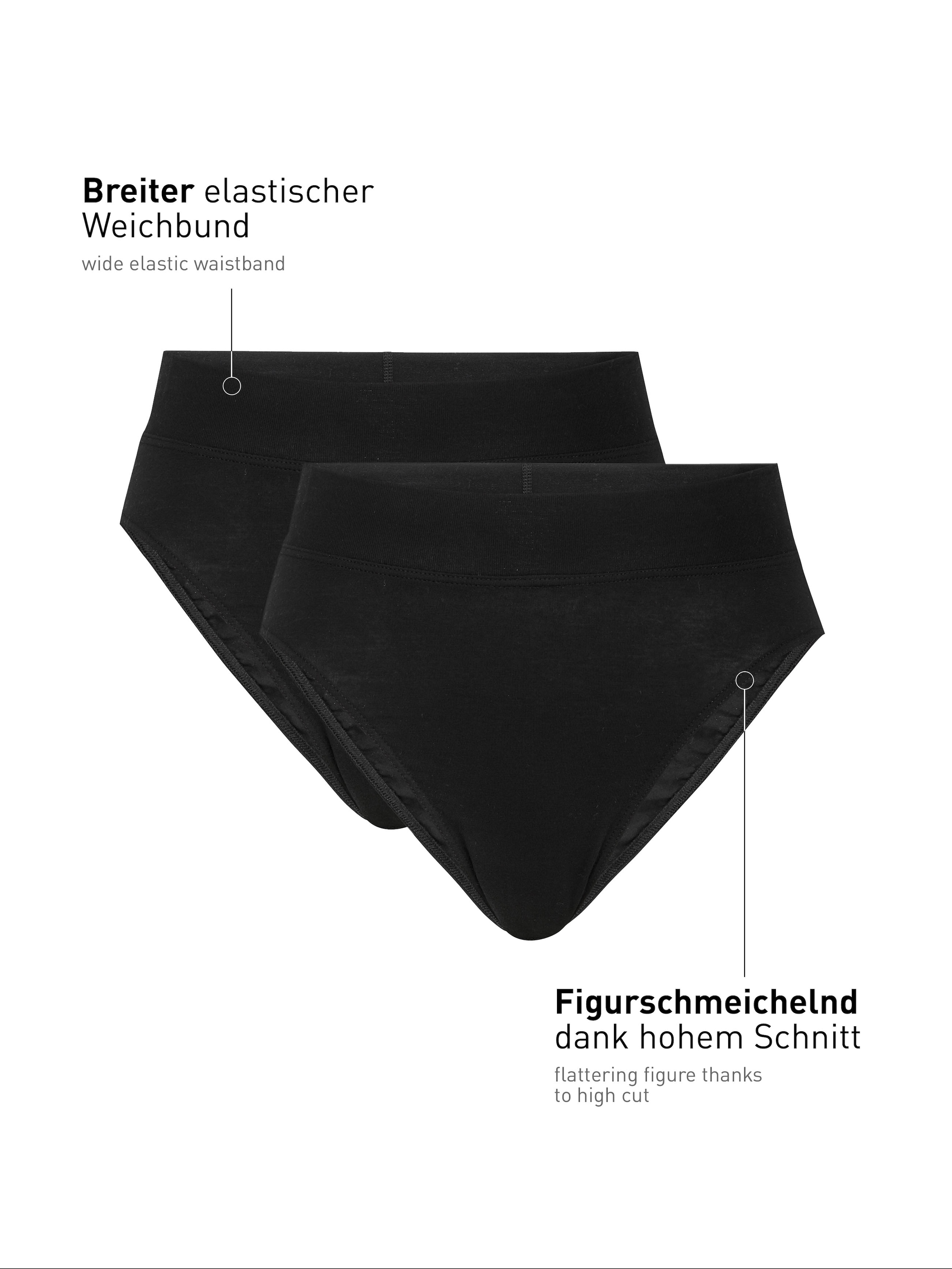 CALIDA High-Waist-Slip »Elastic Duopack«, (2er Pack), breiter Softbund, elastisch, atmungsaktiv, weich