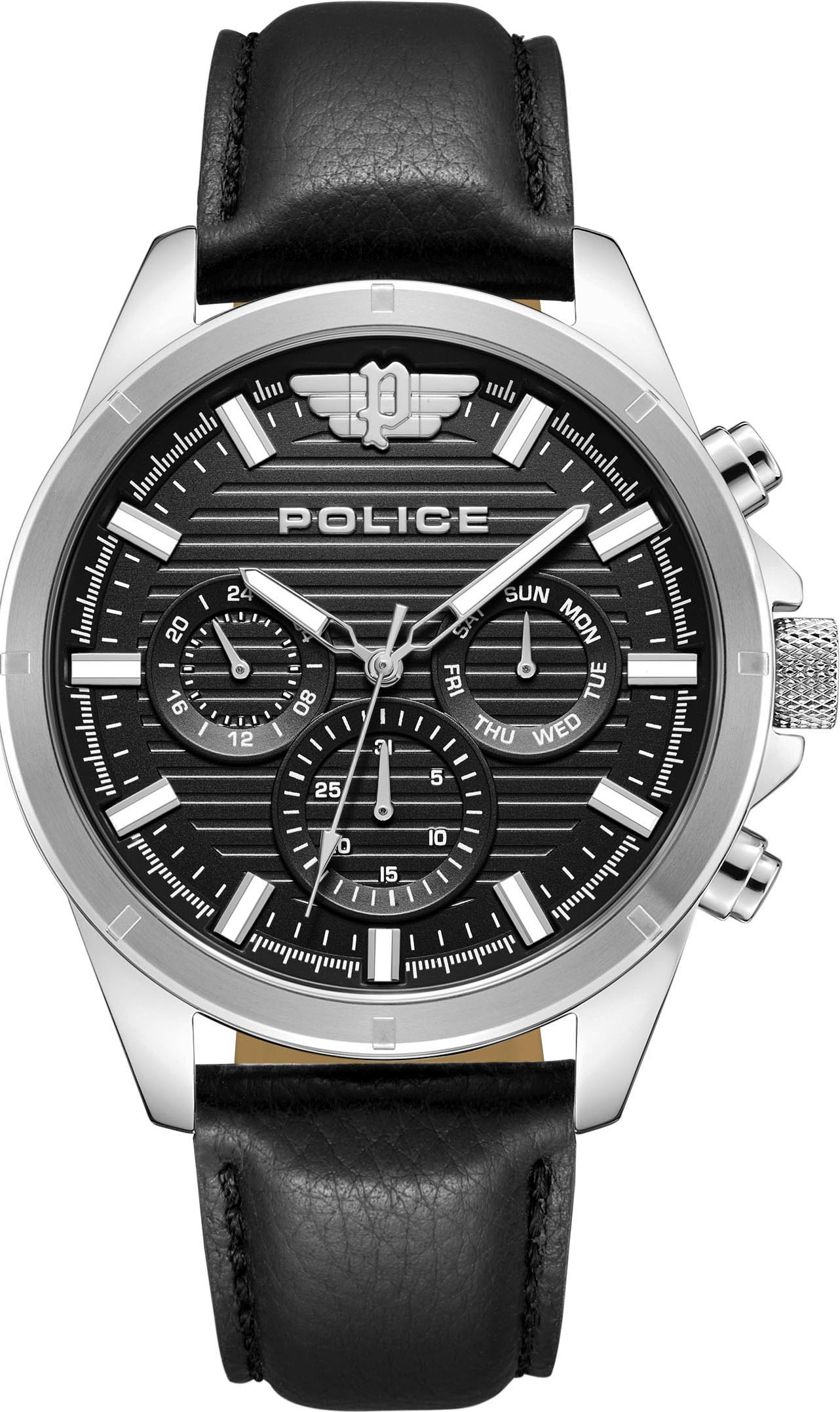 Police Multifunktionsuhr »MALAWI« Quarzuhr, Armbanduhr, Herrenuhr, Lederarmband, analog, Wochentag