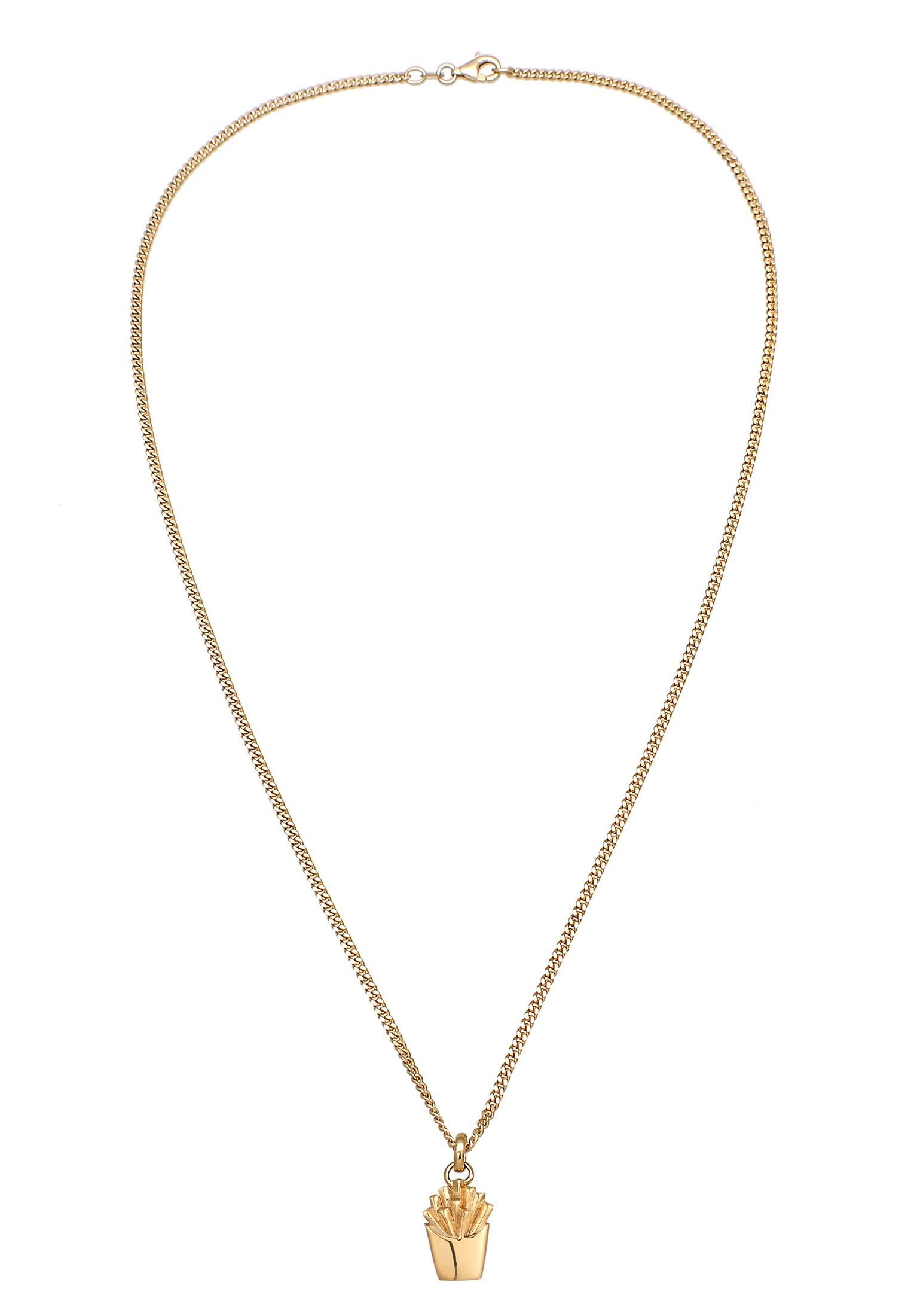 Kuzzoi Kette mit Anhänger »Halskette Pommes Anhänger 925 Sterling Silber vergoldet«