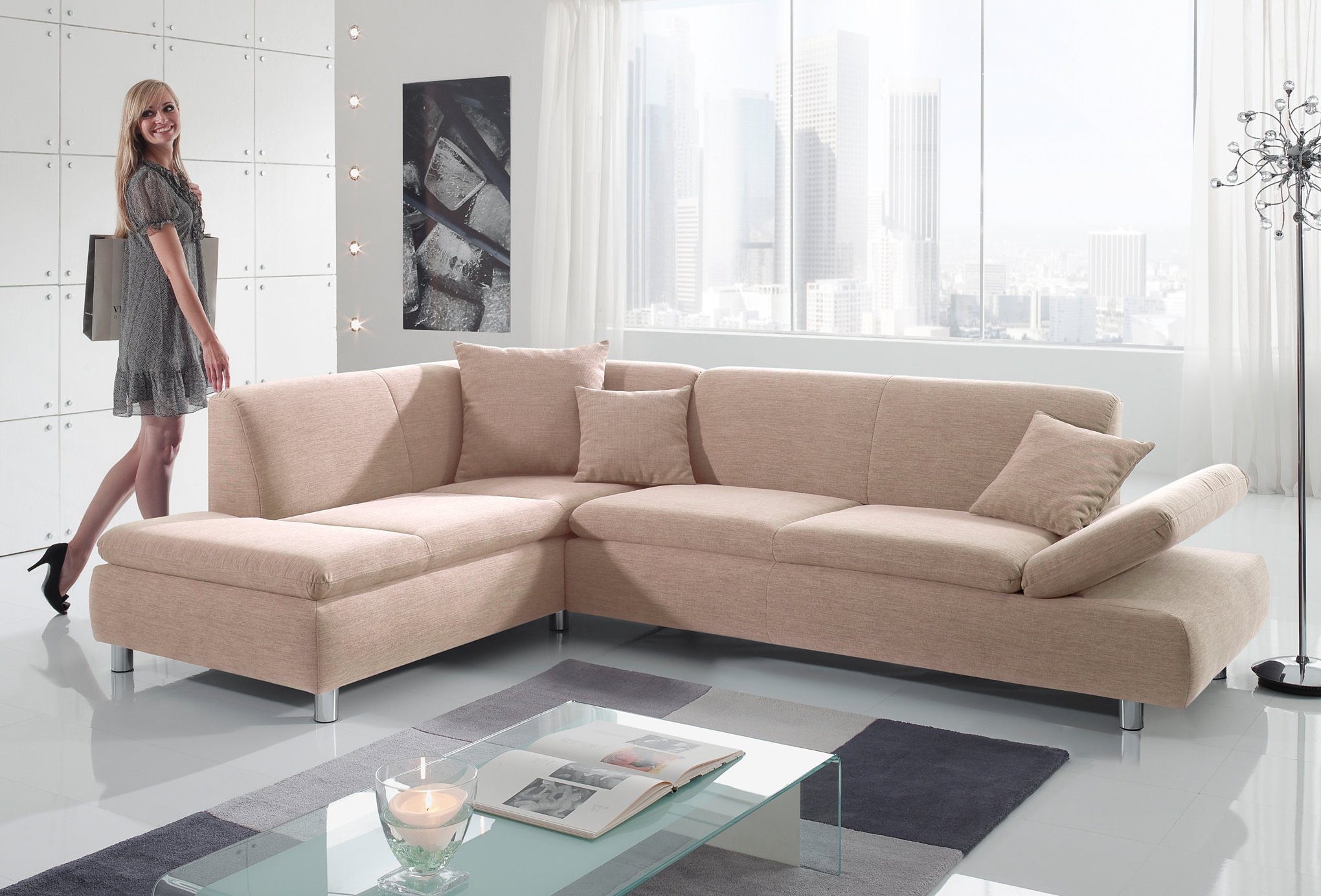 Ecksofa »Paris modern und elegant, komfortabler Sitzkomfort, Metallfüße«, mit...