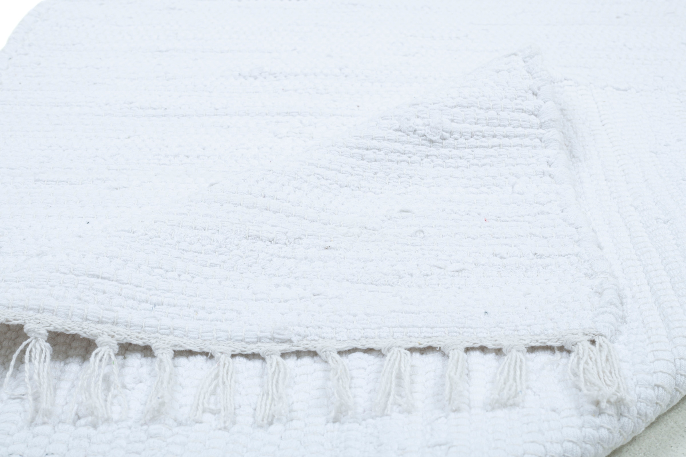 my home Teppich »Cadis« rechteckig 5 mm Höhe Wendeteppich, mit Fransen, Uni Farben, handgewebt, reine Baumwolle