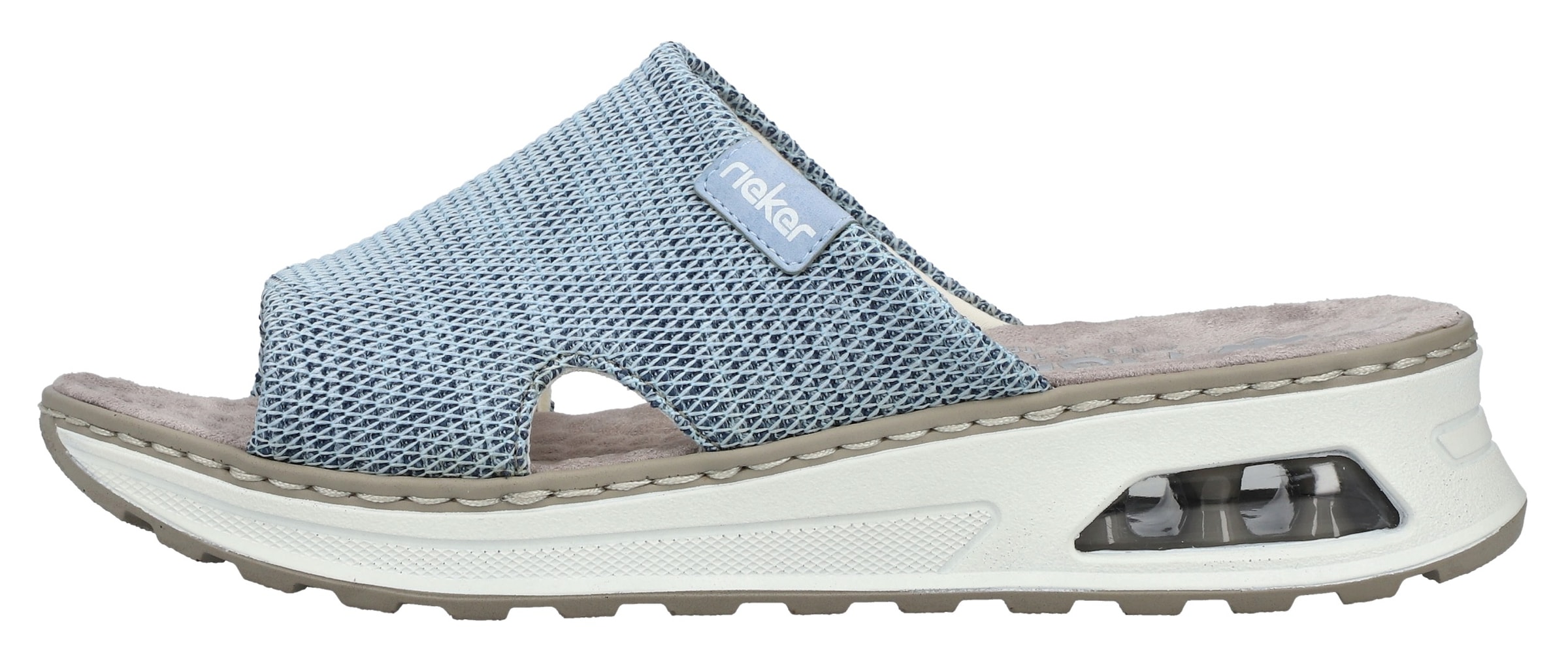 Rieker Pantolette, Sommerschuh, Hausschuh, Schlappen, Keilabsatz, in veganer Verarbeitung
