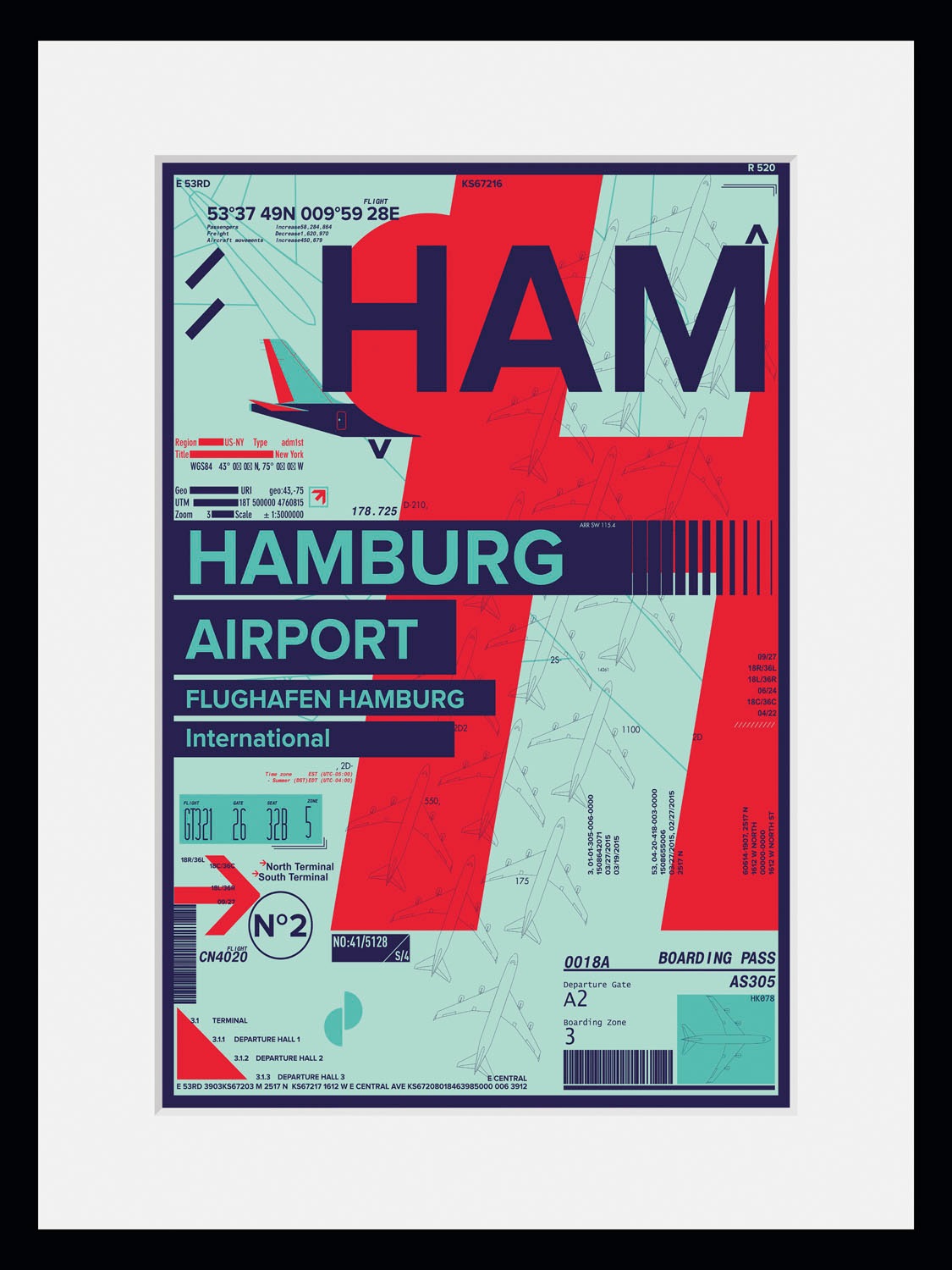 queence Bild »HAM AIRPORT«, Flugzeuge-Magazincover-Mode-Fashion-Deutschland-Gebäude, (1 St.), HD Premium Poster-Druck inkl. Holzrahmen
