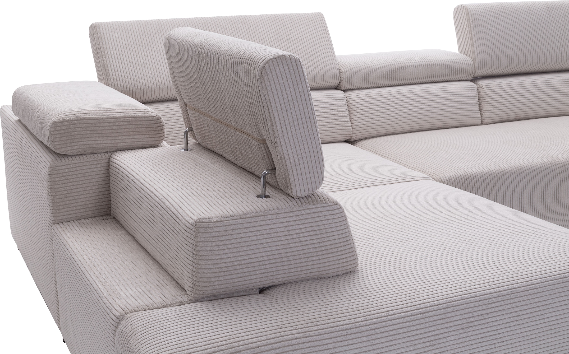 exxpo - sofa fashion Ecksofa »VITTORIO mit Komfortfunktionen, bequem und modern, Cord, L-Form«, inkl. Kopfteil- und Sitztiefenverstellung, wahlweise mit Bettfunktion