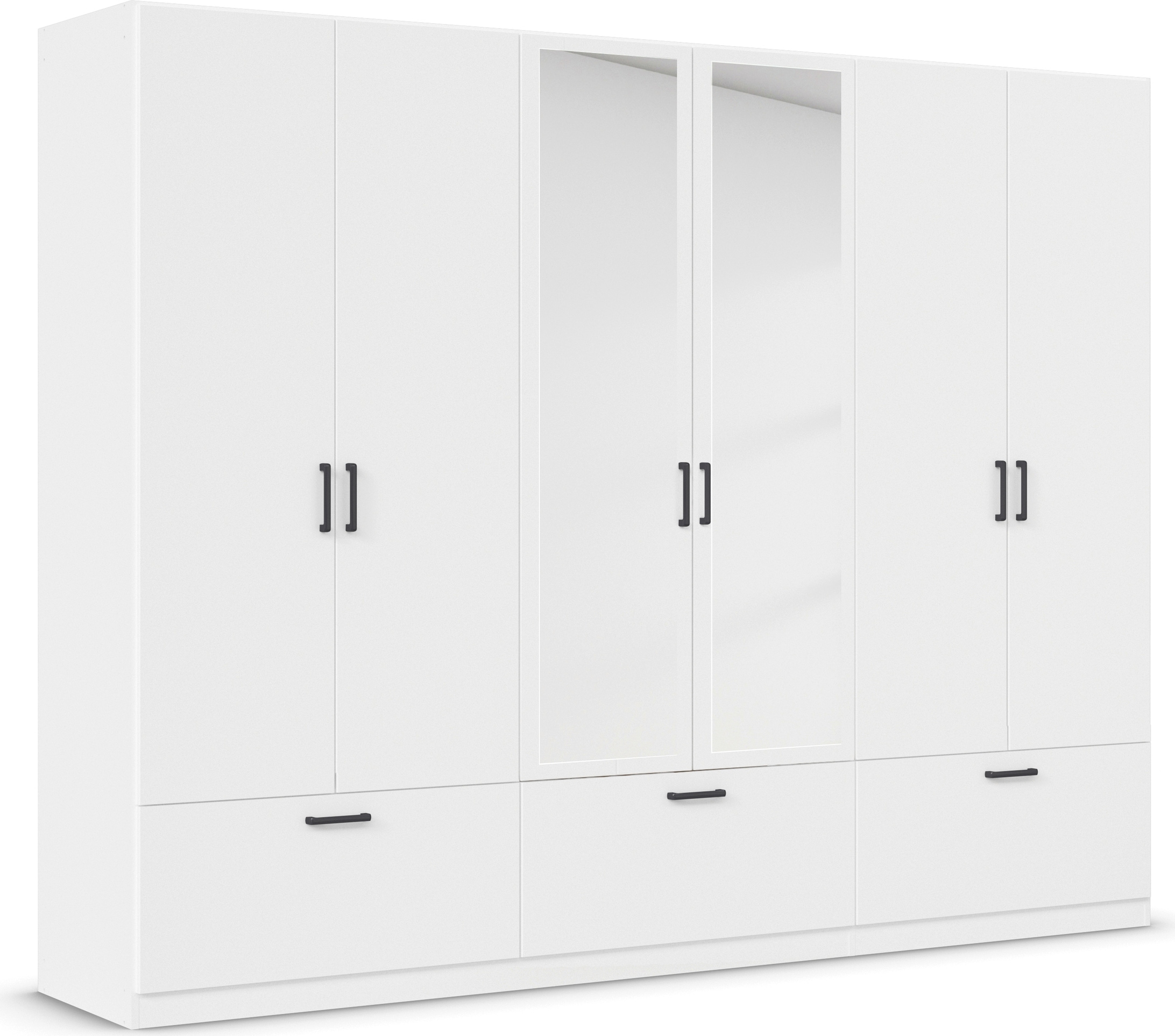 rauch Drehtürenschrank »Kleiderschrank Schrank Garderobe Wäscheschrank BARI mit Spiegel«, mit Schubkästen und modernem Griff in Graumetallic MADE IN GERMANY