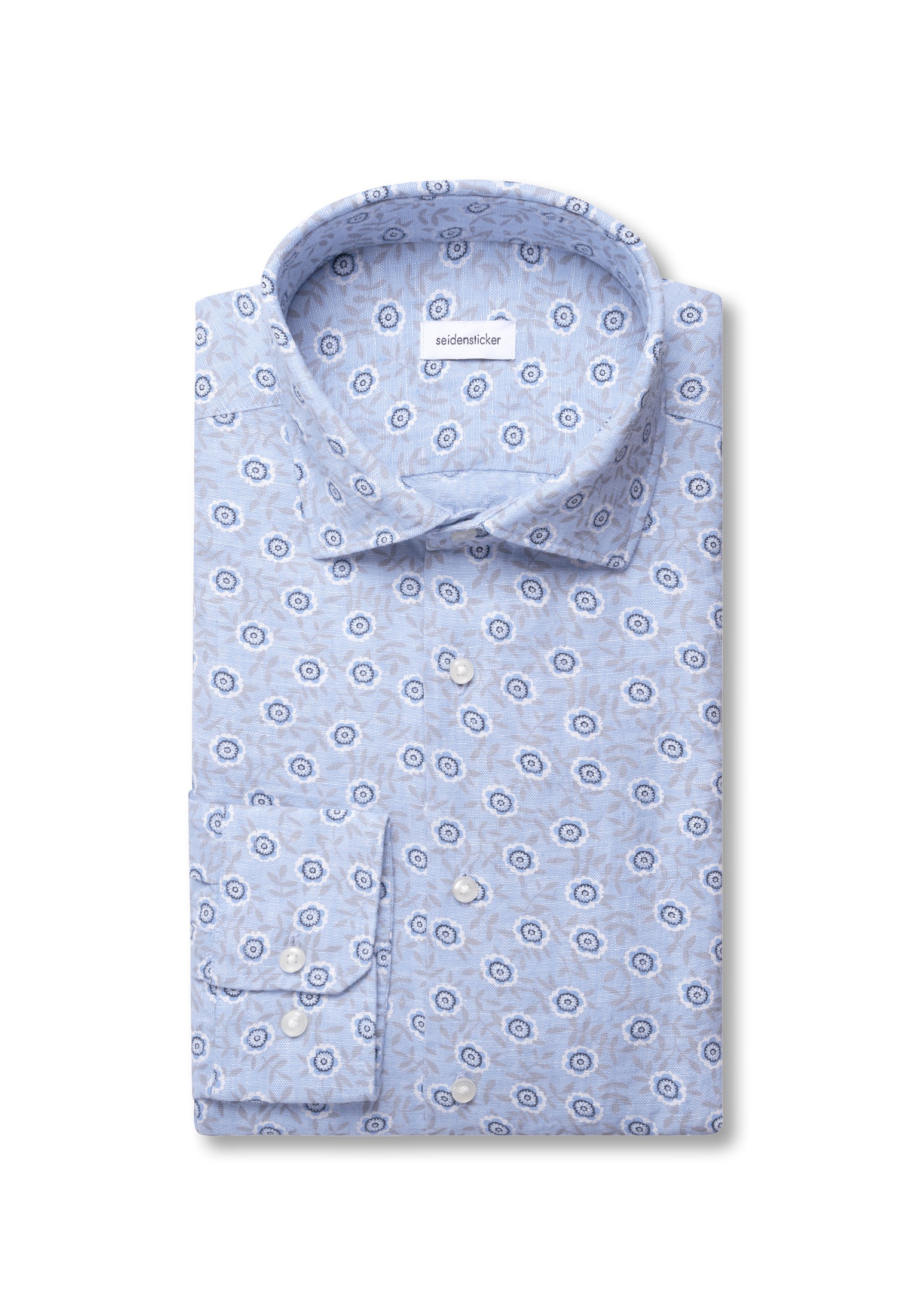 seidensticker Leinenhemd »Schwarze Rose« Slim 1/1 Kentkragen Druck