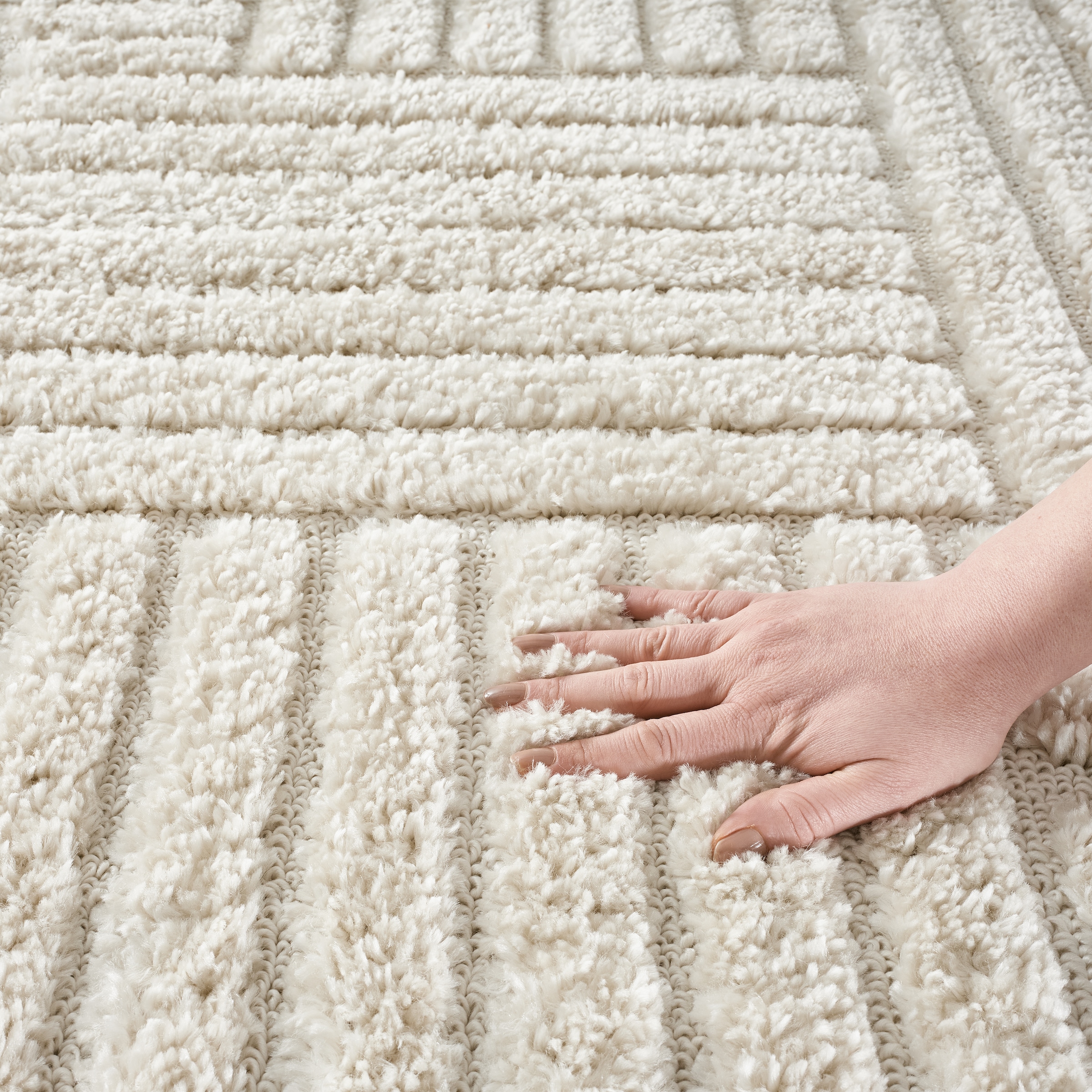 OTTO home Teppich »Jonne, Boho-Design, Scandi, Designteppich« rund 20 mm Höhe Hoch-Tief, 3D Optik, skandinavischer Stil, Wohnzimmer, Schlafzimmer