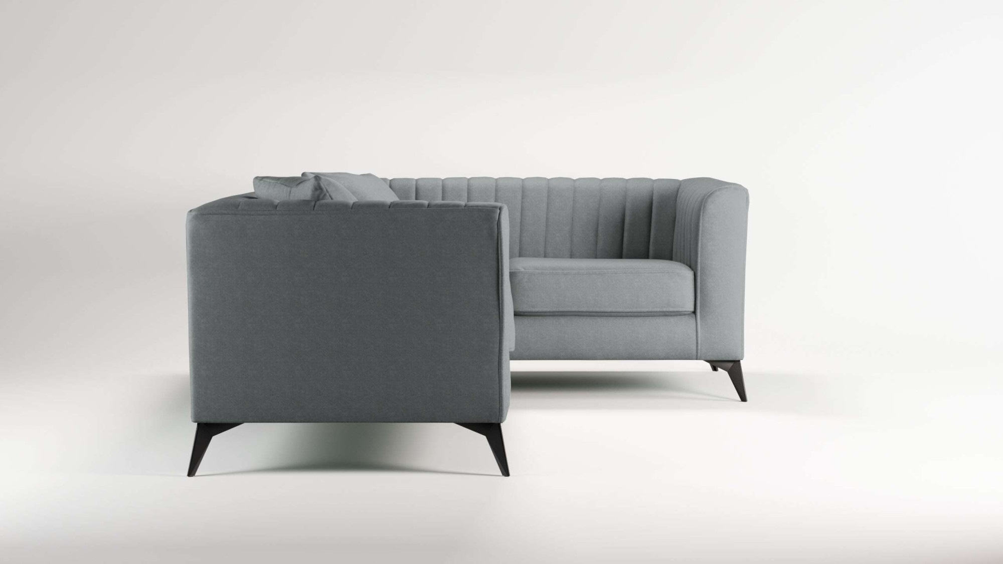 Places of Style Ecksofa »MATTHEW L-Form ideal für kleine Räume, Maße B/T/H: 240/167/74 cm«, elegantes Designsofa, Steppung im Rücken, incl. Zierkissen