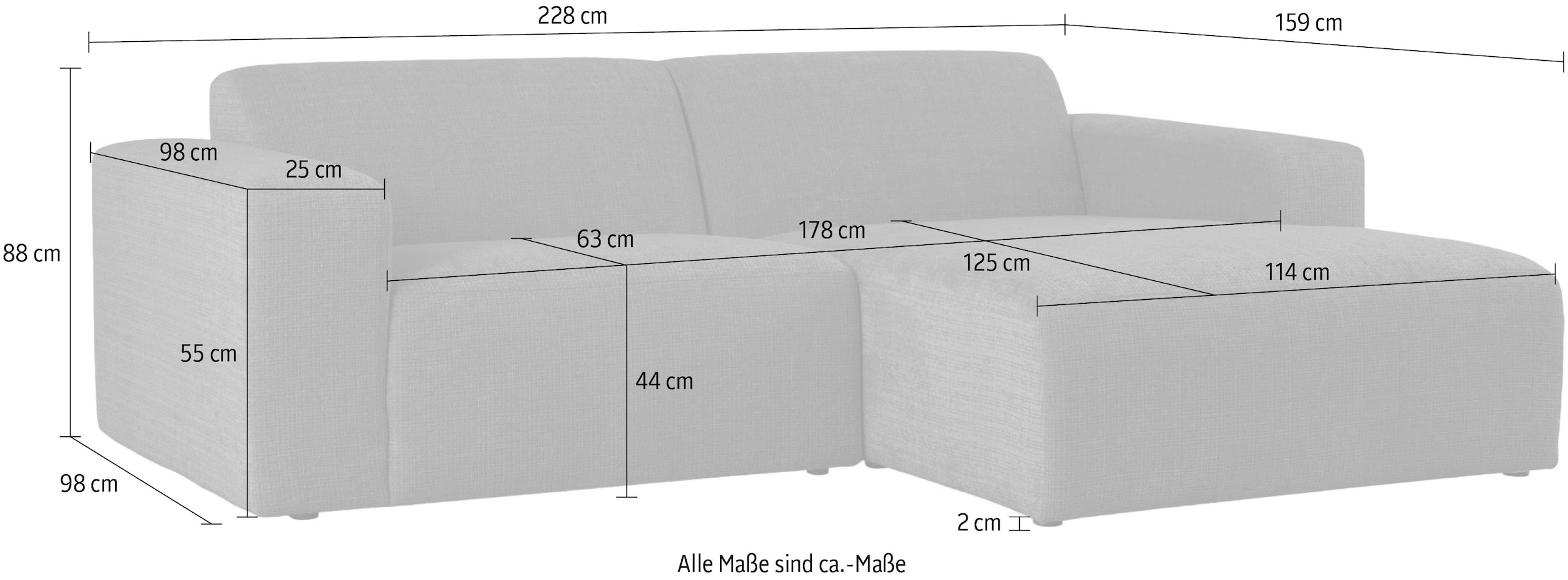 OTTO home Ecksofa »Koa, 228 cm, L-Form, Modulsofa in Cord, Chenille, Struktur, Webstoff« Designsofa, weicher Lounge-Sitzkomfort, Welleunterfederung, bodentief