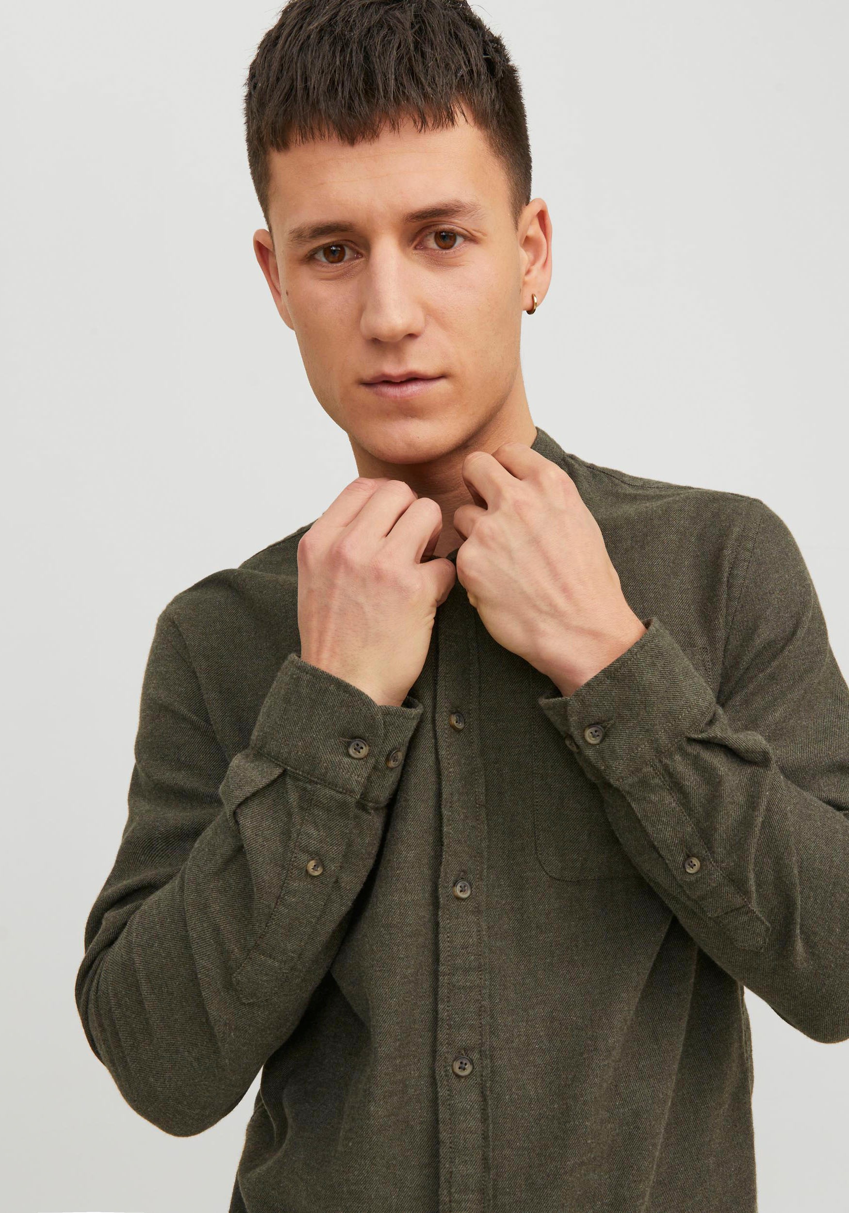 Jack & Jones Langarmhemd »JJEBAND MELANGE SHIRT LS SN«