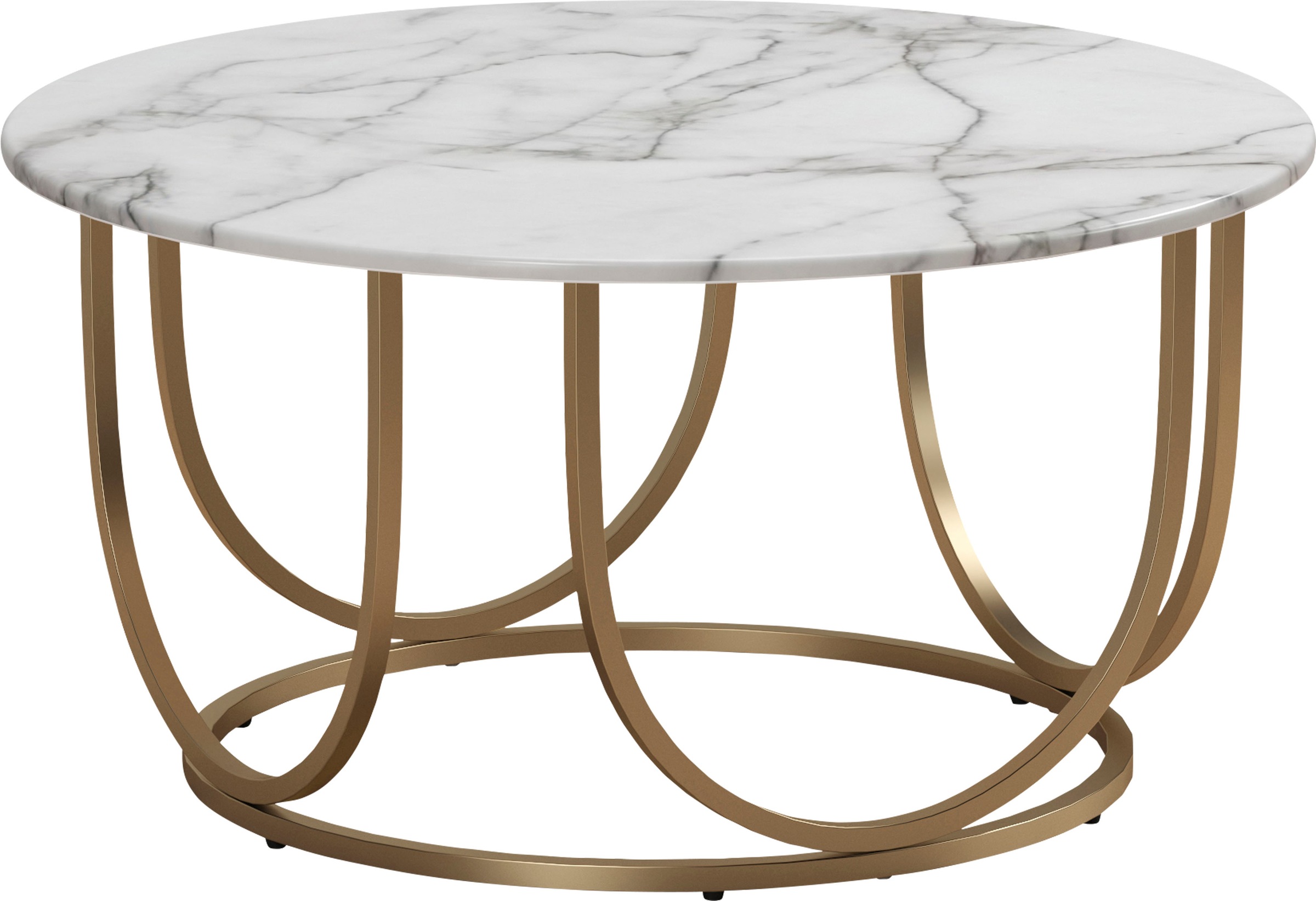 CosmoLiving by Cosmopolitan Couchtisch »Gwyneth«, Tischplatte aus pflegeleichtem MDF in Marmoroptik, goldfarbenes besonders geformtes Metallgestell, Höhe 41 cm