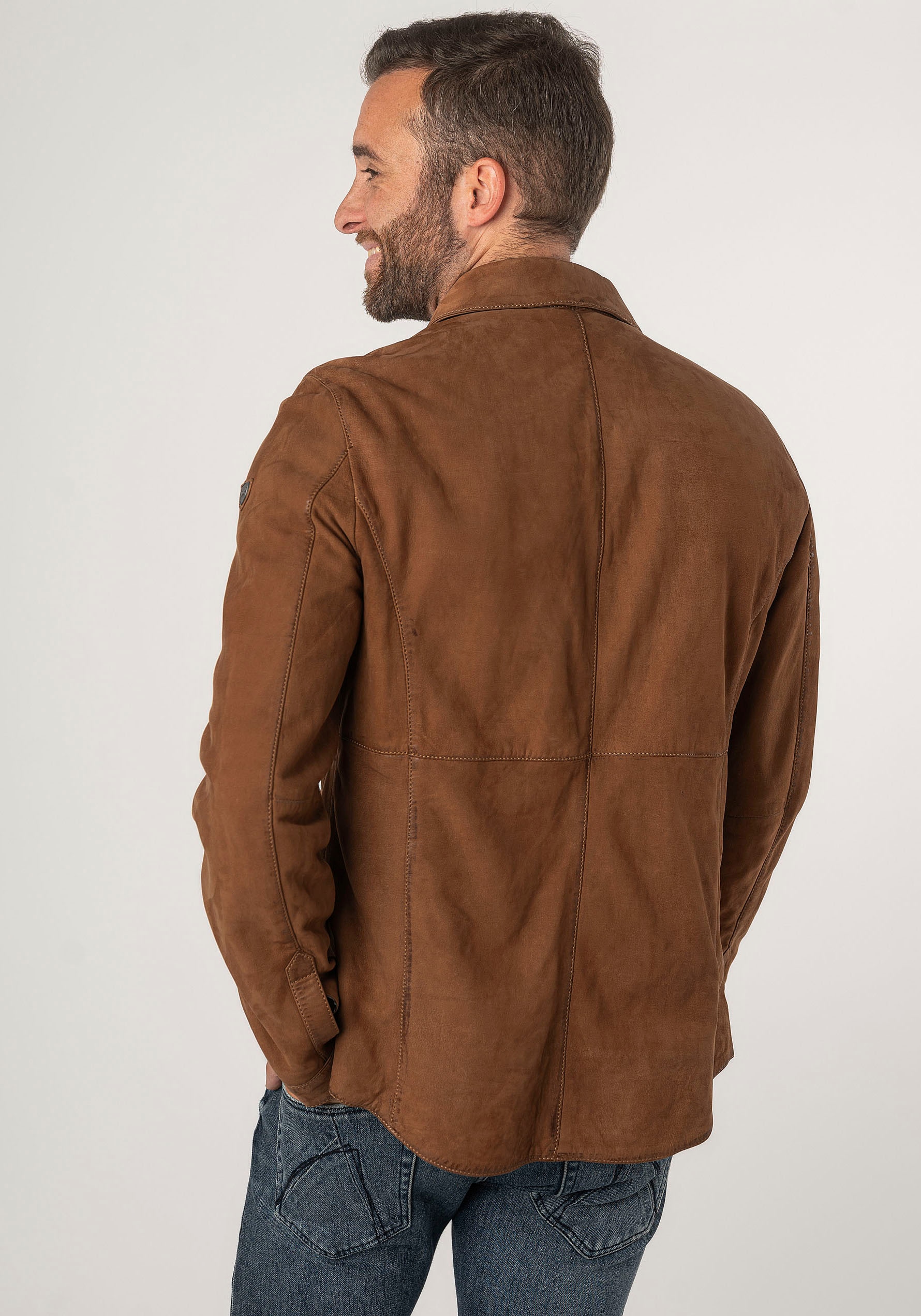 Mauritius Lederjacke »MMJemmo«, mit Hemdblusenkragen, Knopfleiste