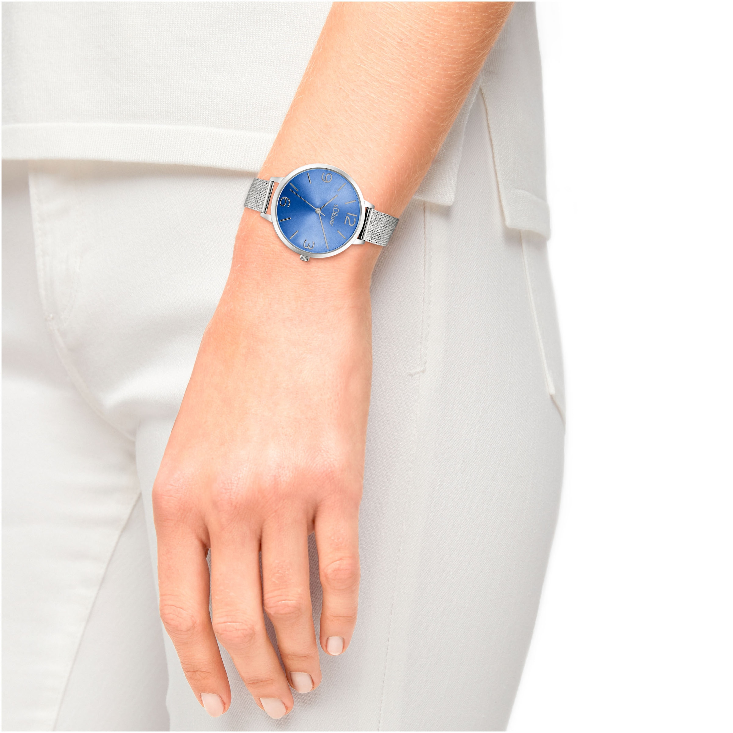 s.Oliver Quarzuhr, Armbanduhr, Damenuhr, analog, Edelstahlarmband