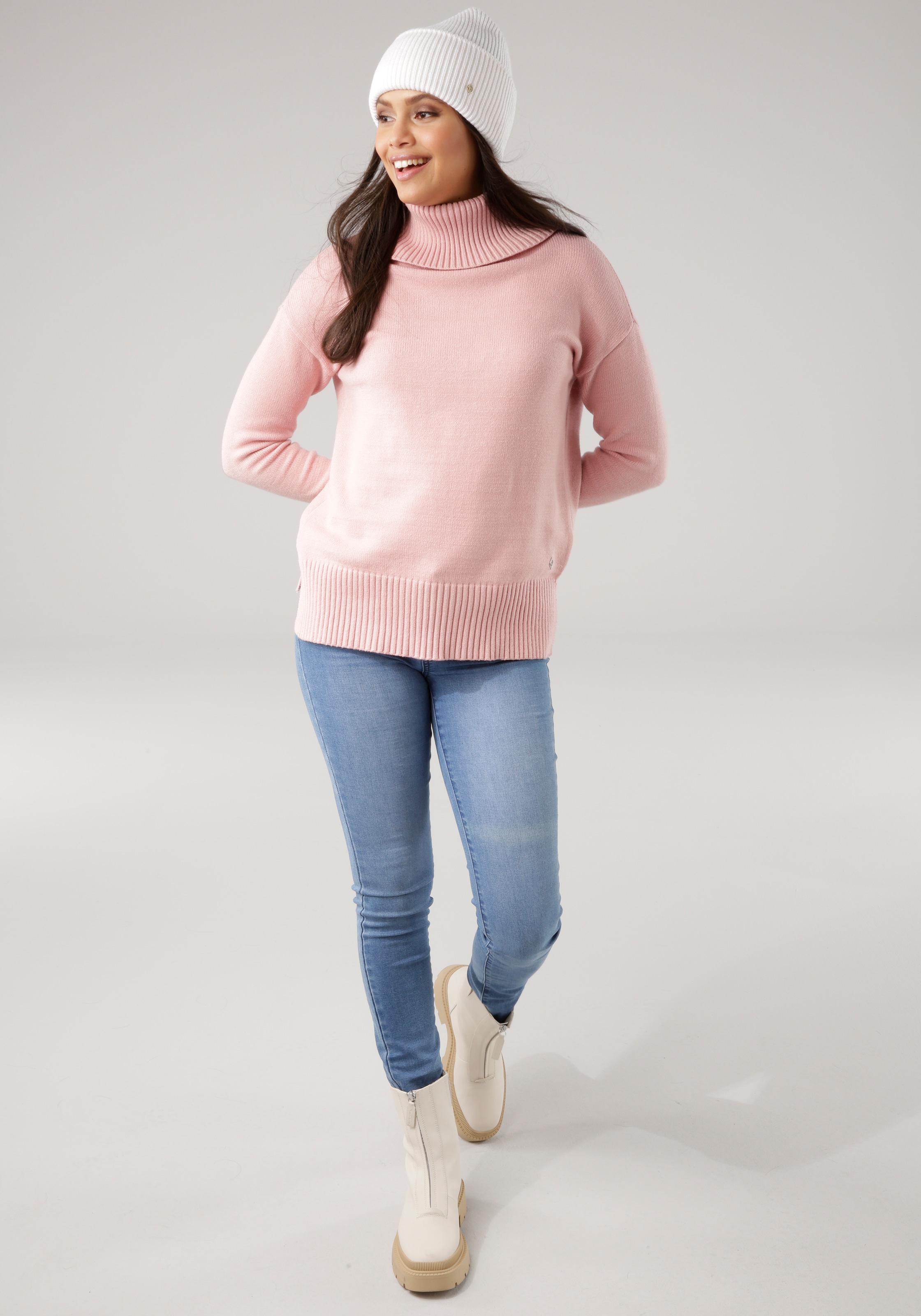 Tamaris Rollkragenpullover, mit Rippdetails
