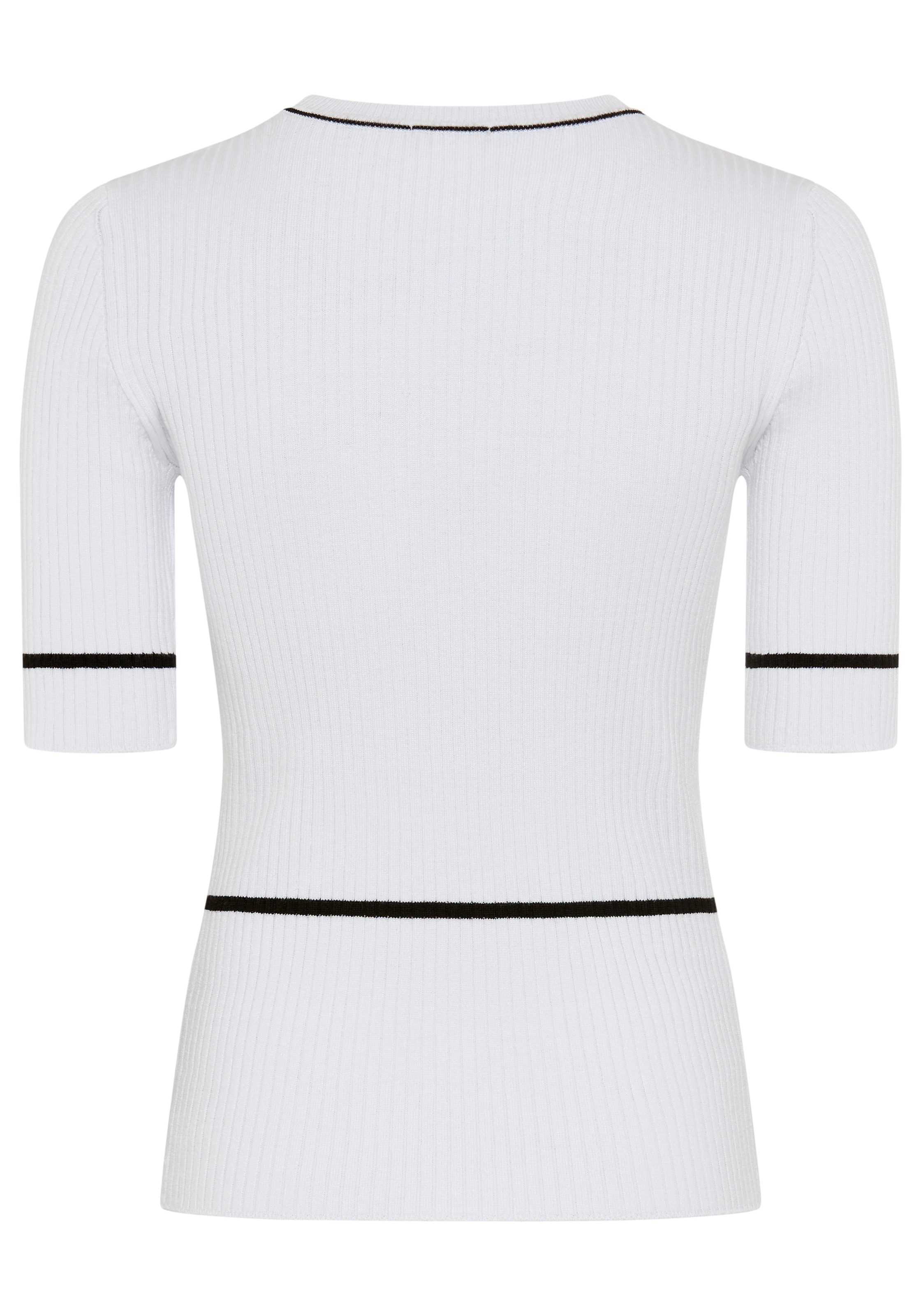 Bruno Banani Kurzarmpullover aus Rippstrick, mit Kontrast-Details, figurbetonte Passform