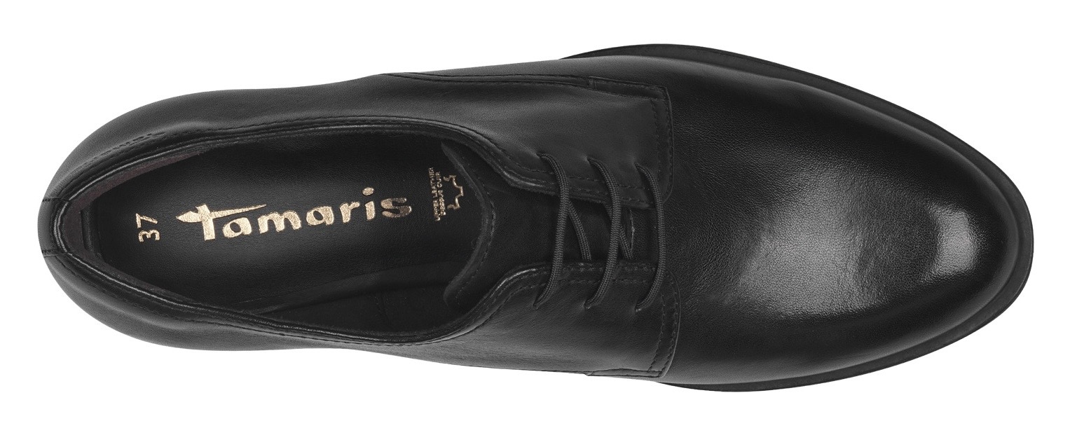 Tamaris Schnürschuh, Blockabsatz, Halbschuh, Businessschuh mit Ziernähten