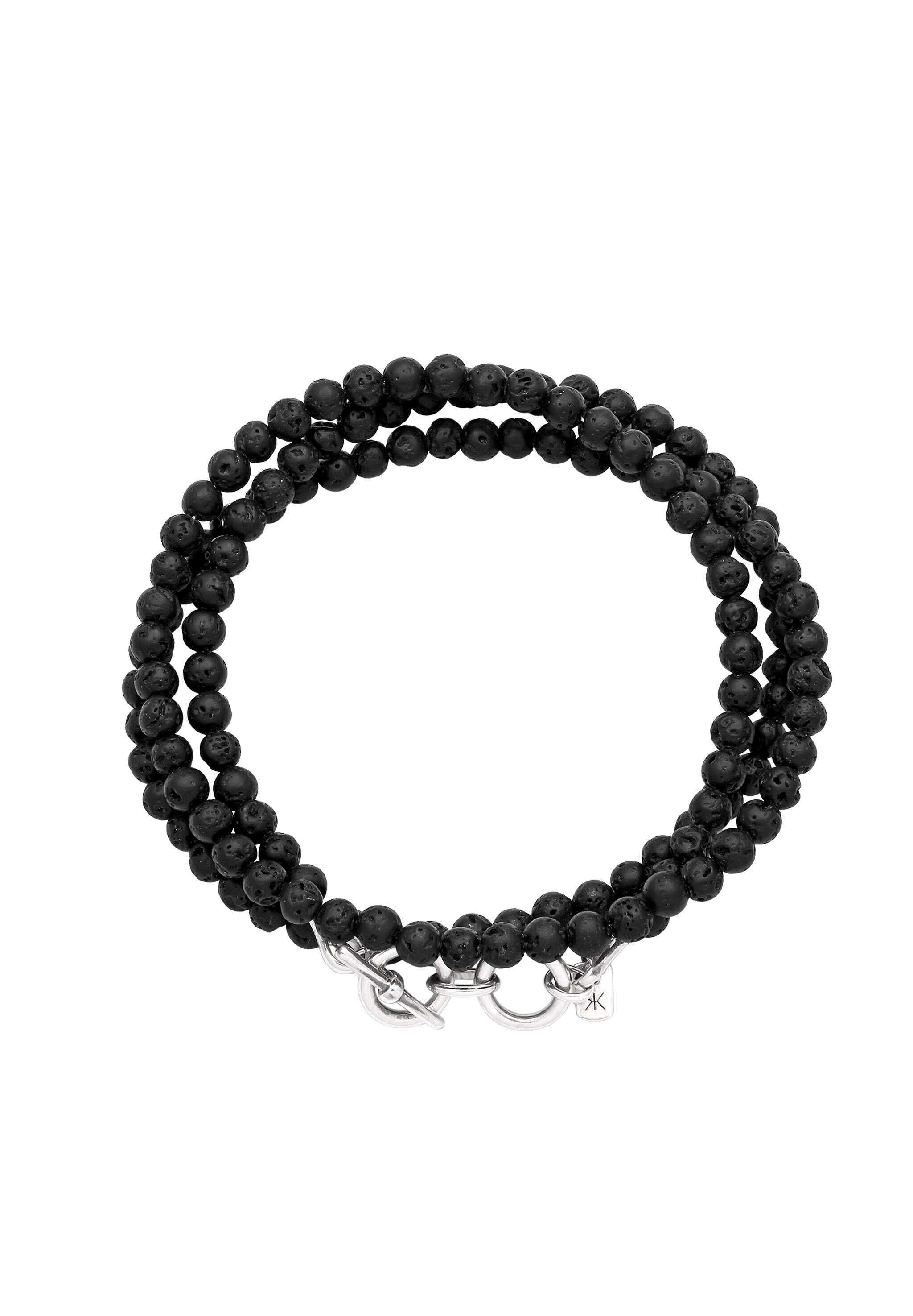 Kuzzoi Armkette »Armband Lavaperlen Schwarz 925 Sterling Silber«
