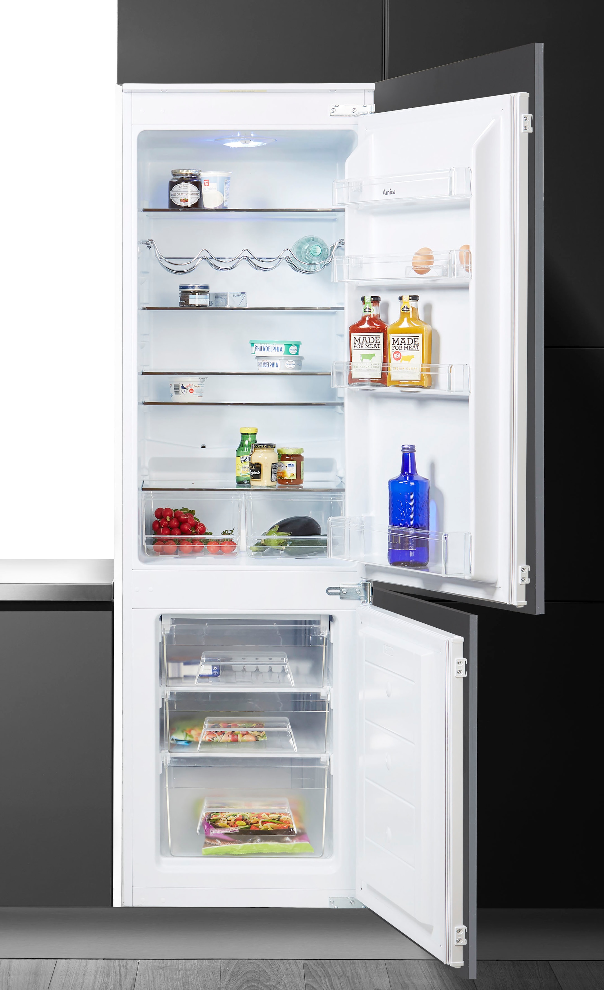 Amica Einbaukühlgefrierkombination »BK313.3AA/EKGC 16177«, Sicherheitsglas