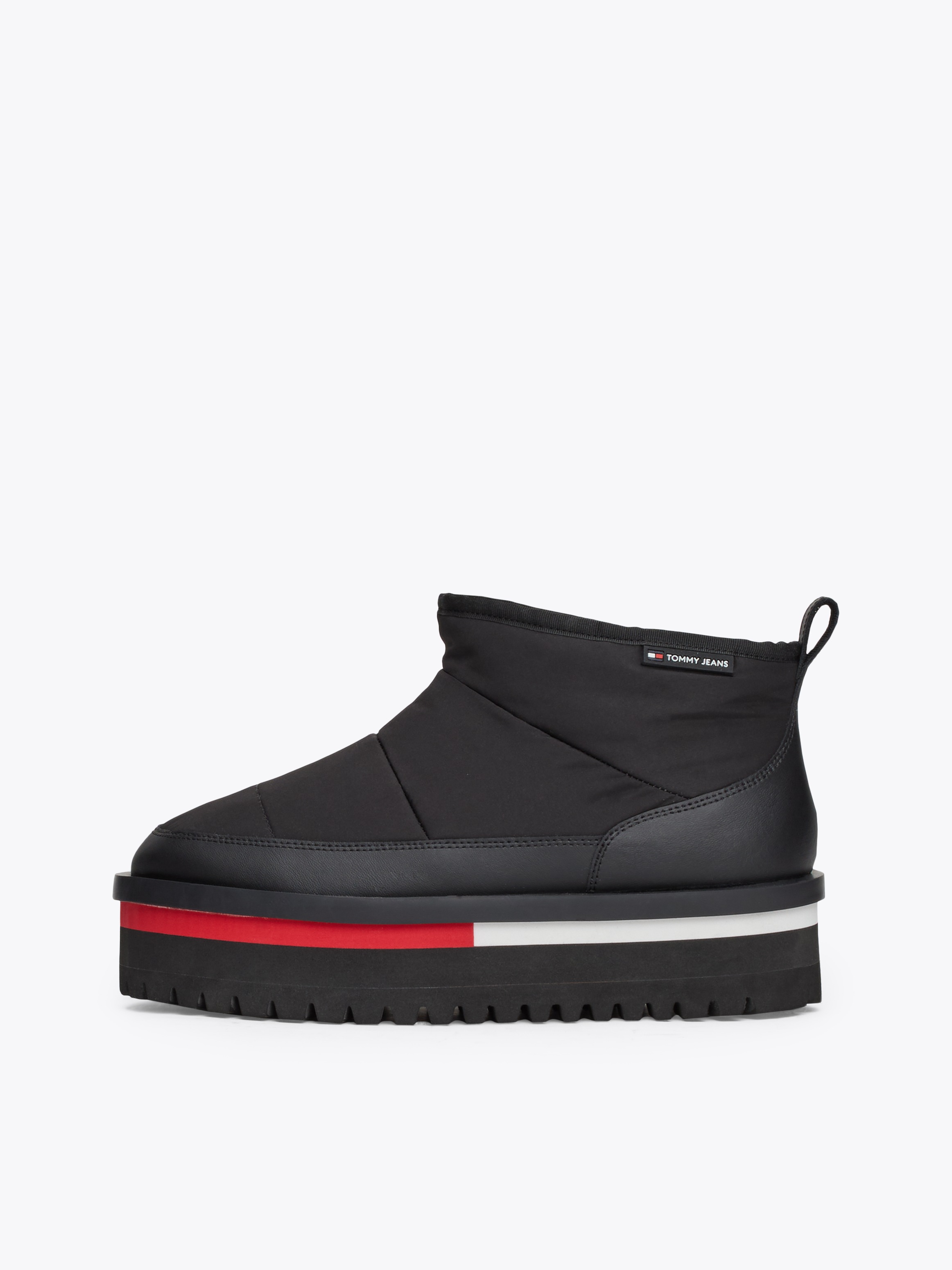 Tommy Jeans Winterboots »TJW NYLON FLATFORM BOOT WL«, Plateau, Snowboots, Ankleboots, Schlupfschuh mit Anziehlasche