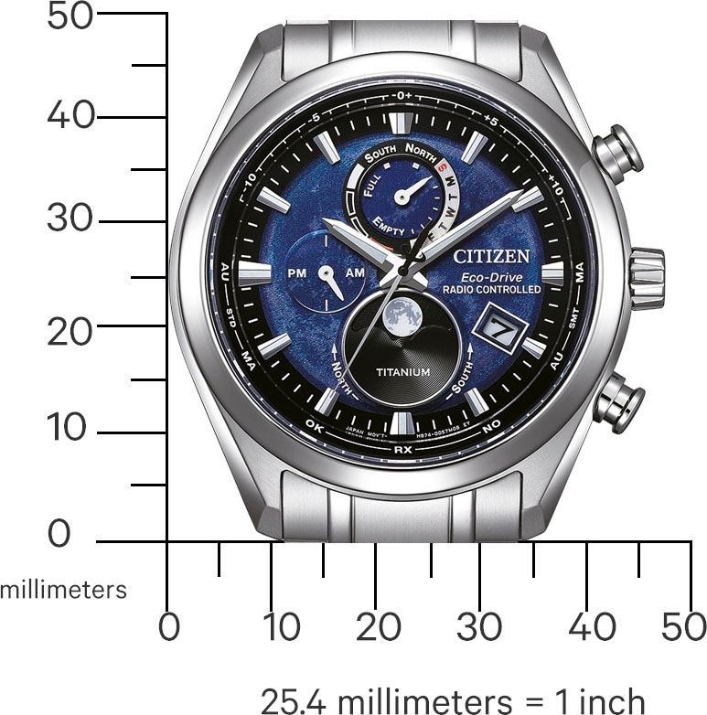 Citizen Funkchronograph »BY1010-81L«, Armbanduhr, Herrenuhr, Solar, Titan, Stoppfunktion, Mondphase