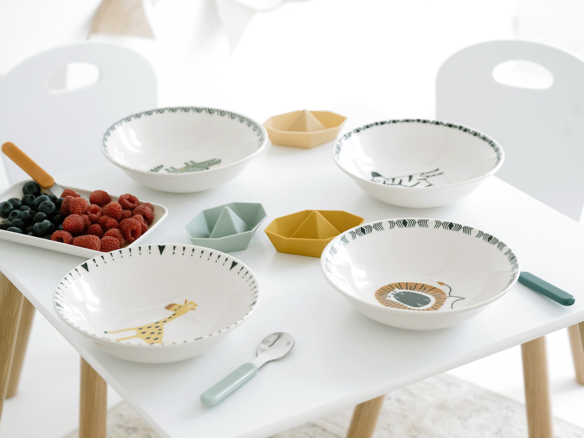 CreaTable Müslischale »Safari, Schale 18,5 cm, 4-tlg.« 4 aus Steinzeug Unregelmäßig gefärbter Rand, Unikat