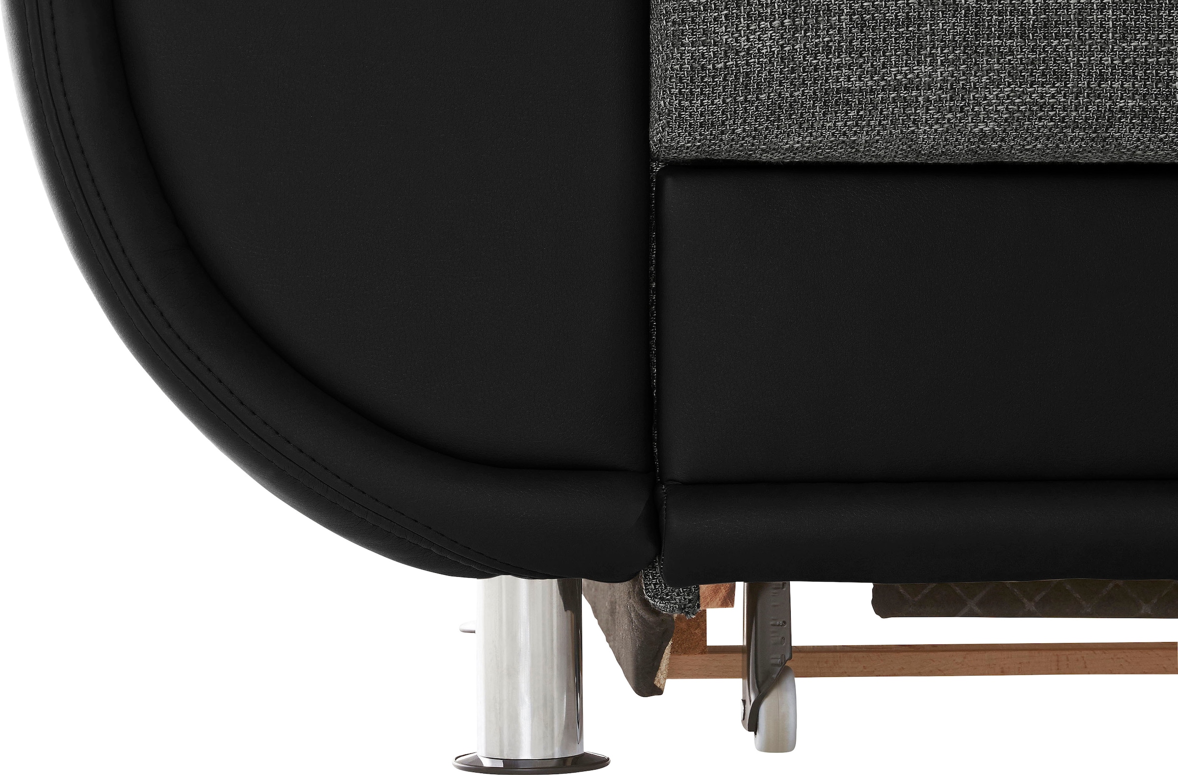 TRENDMANUFAKTUR Ecksofa »Rondo 3, zeitlos und bequem, Materialmix, breite Armlehnen, L-Form«, wahlweise mit Federkern für mehr Komfort, wahlweise mit Bettfunktion