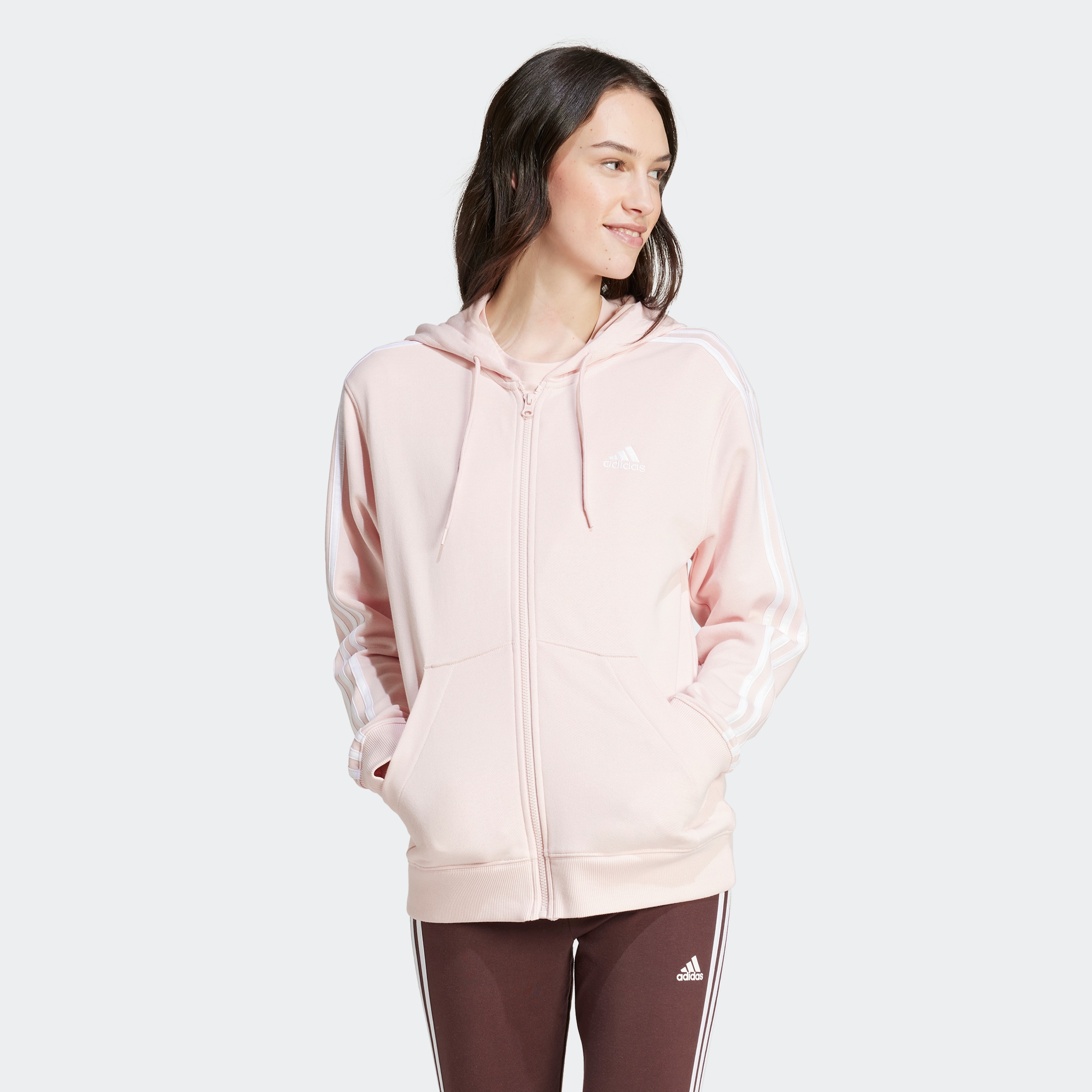 adidas Sportswear Kapuzensweatjacke »ESSENTIALS 3STREIFEN FRENCH TERRY REGULAR KAPUZENJACKE«