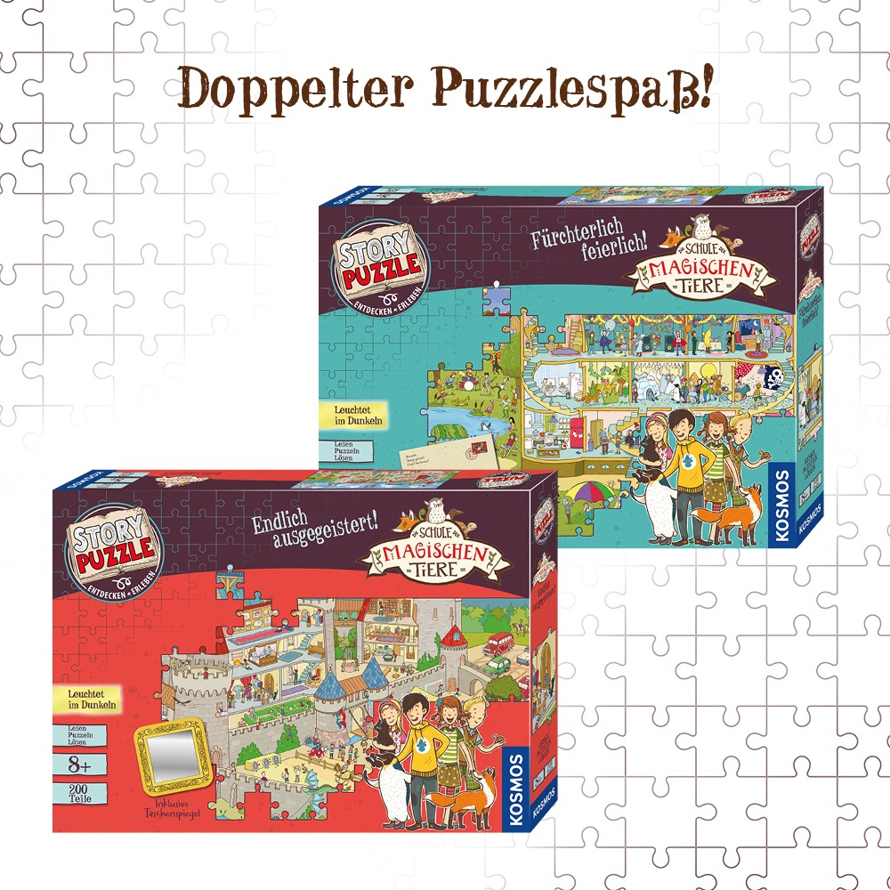 Kosmos Puzzle »Story Puzzle: Die Schule der magischen Tiere, Fürchterlich Feierlich«, mit Leuchteffekt; Made in Germany