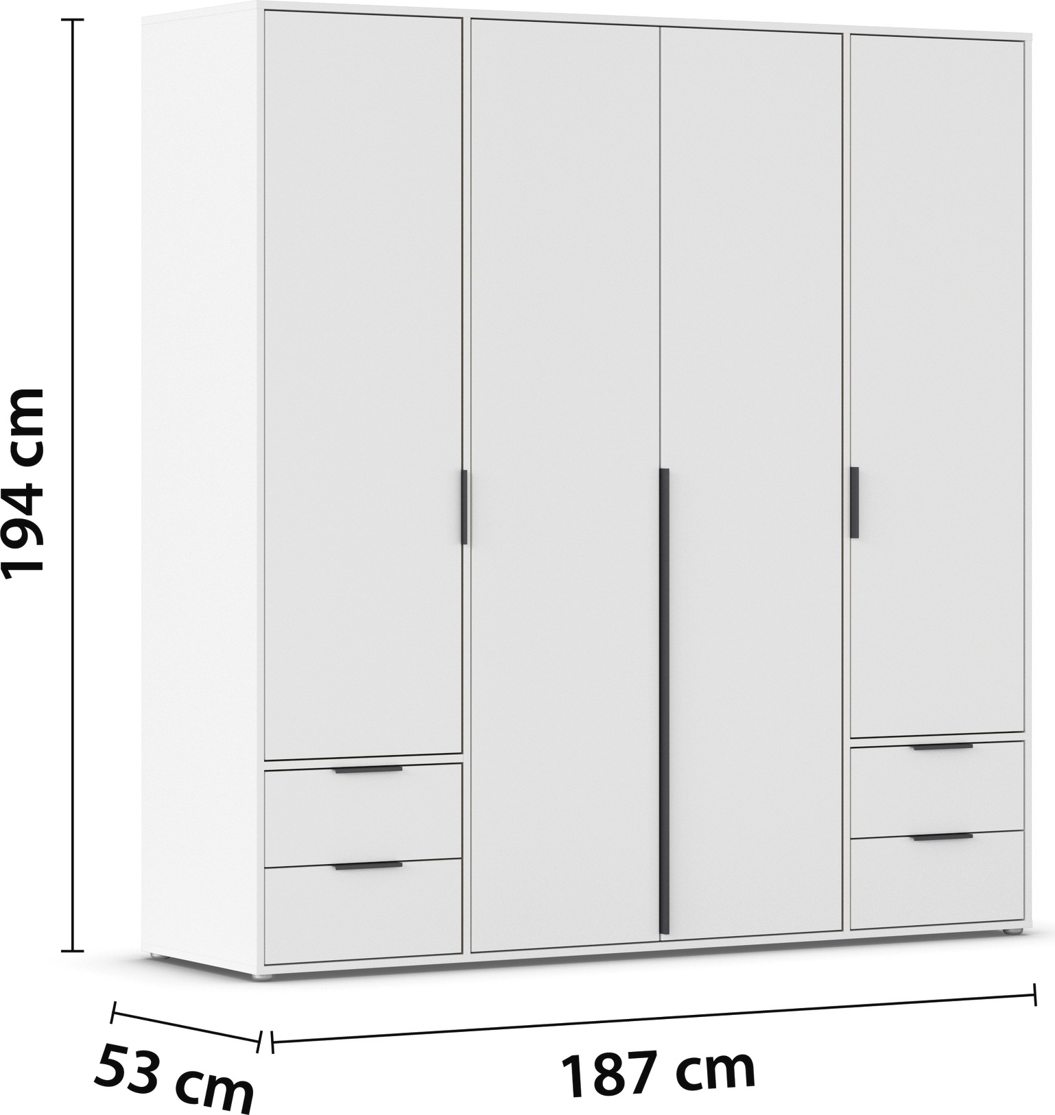 rauch Drehtürenschrank »Kleiderschrank Schrank Garderobe Wäscheschrank NAGATA viel Stauraum«, (in 3 verschiedenen Ausstattungen BASIC/CLASSIC/PREMIUM), mit Schubladen sowie Stangengriffen TOPSELLER MADE IN GERMANY