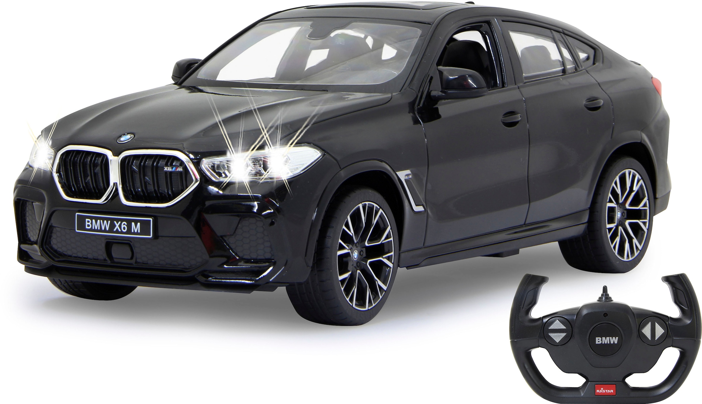 Jamara RC-Auto »Deluxe Cars, BMW X6 M 1:14, schwarz - 2,4 GHz«, mit LED-Lichtern