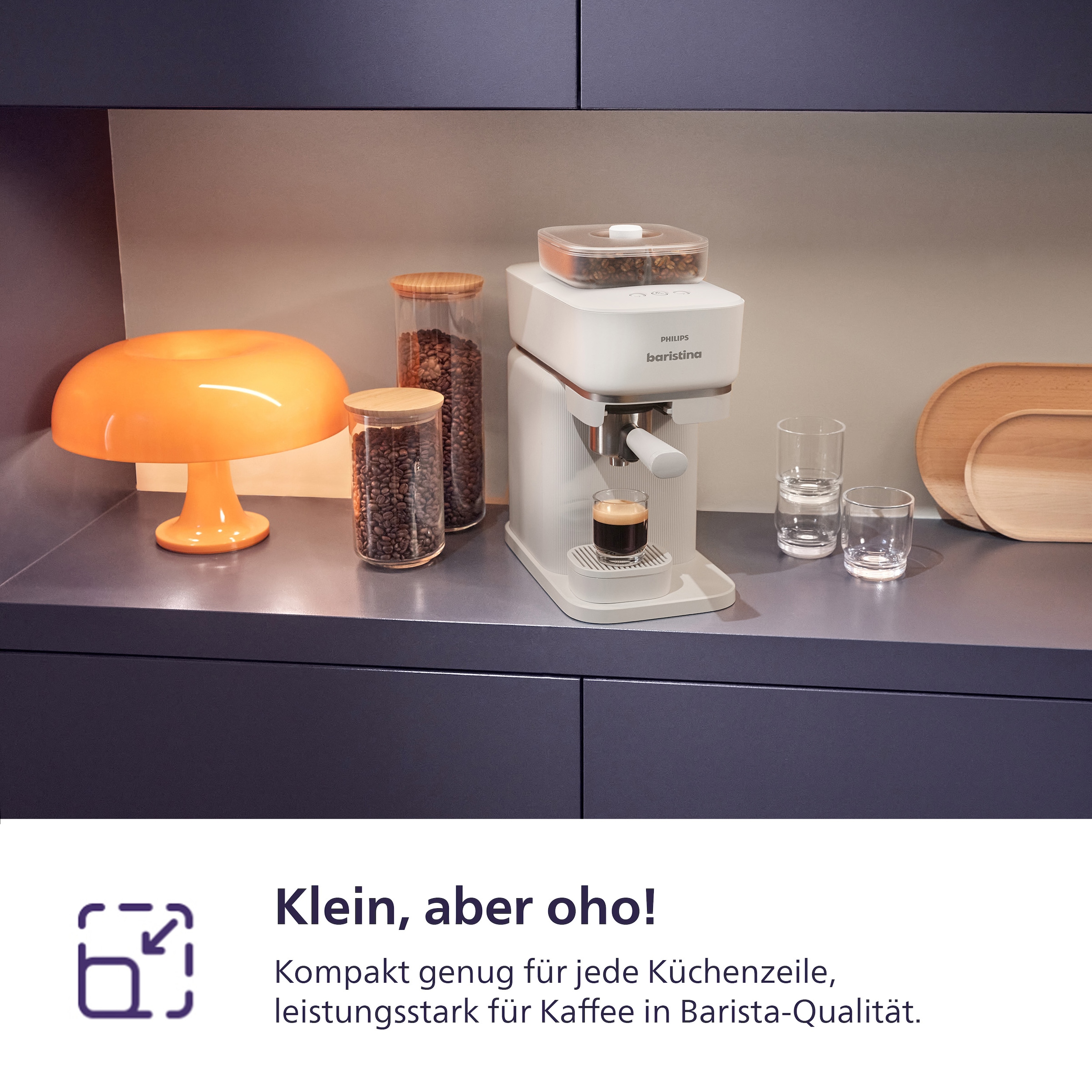PHILIPS baristina Espressomaschine »mit Bean swap BAR320/00 mit Mahlwerk für ganze Bohnen«, Dualer Bohnenbehälter, Naturweiß​