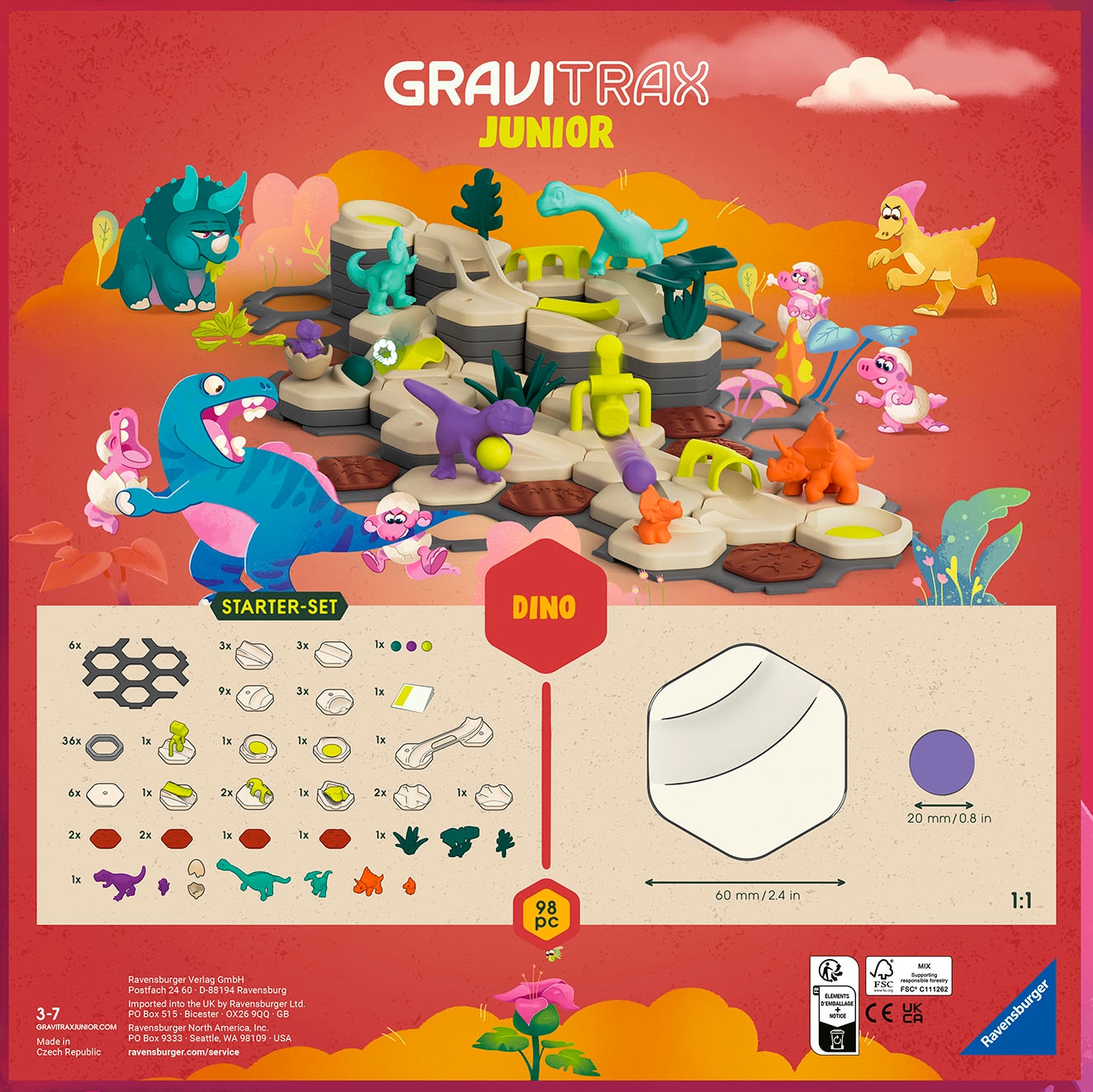 Ravensburger Kugelbahn-Bausatz »GraviTrax Junior Starter-Set L Dino«, Made in Europe