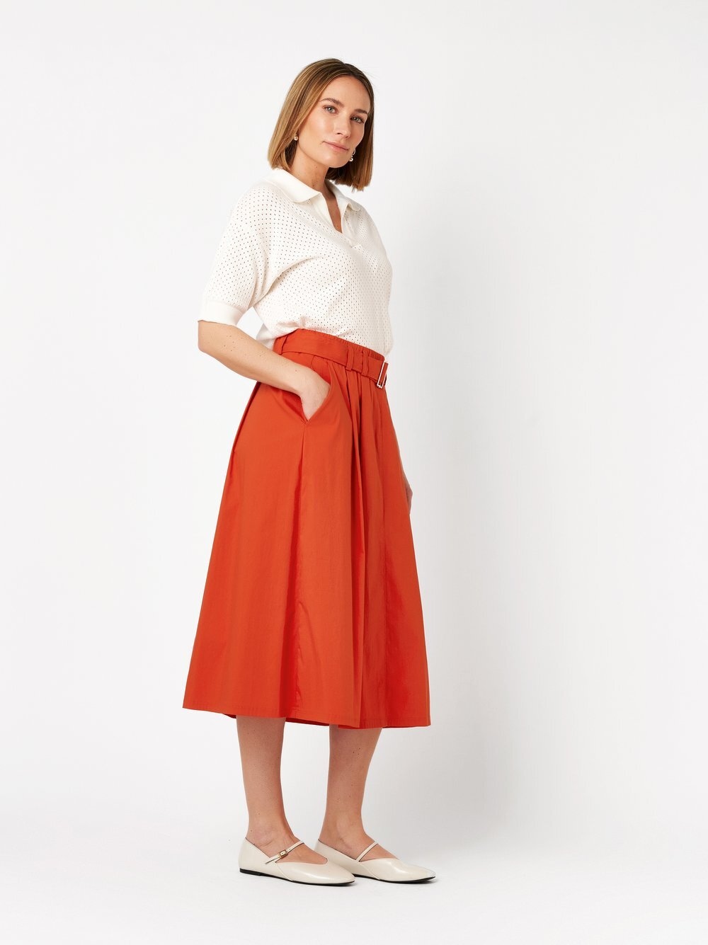 TONI Sommerrock »Midi Skirt« mit Bundfalten und Gürtel