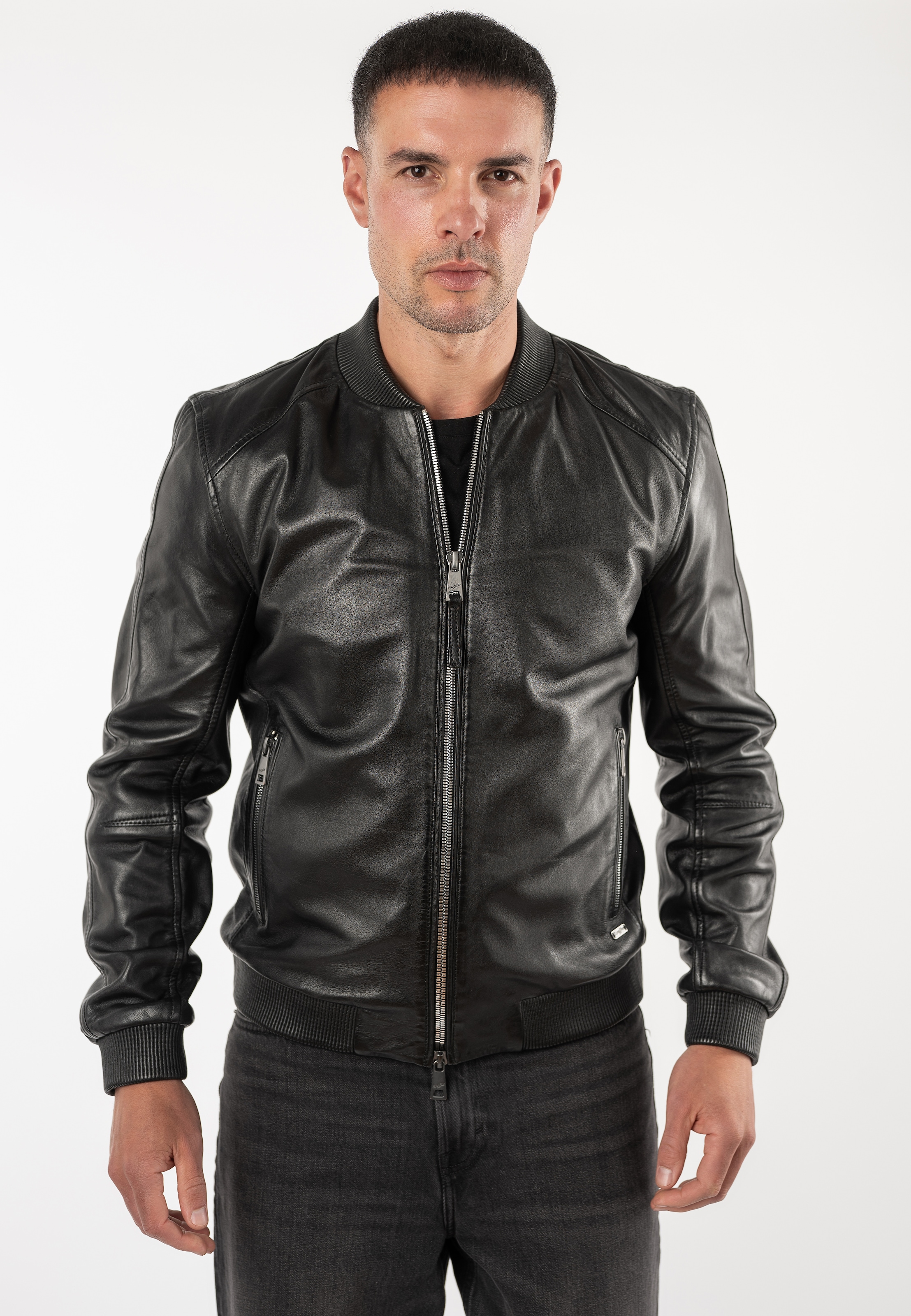 Mauritius Lederjacke »MMGlashy« Blouson mit gerippten Details