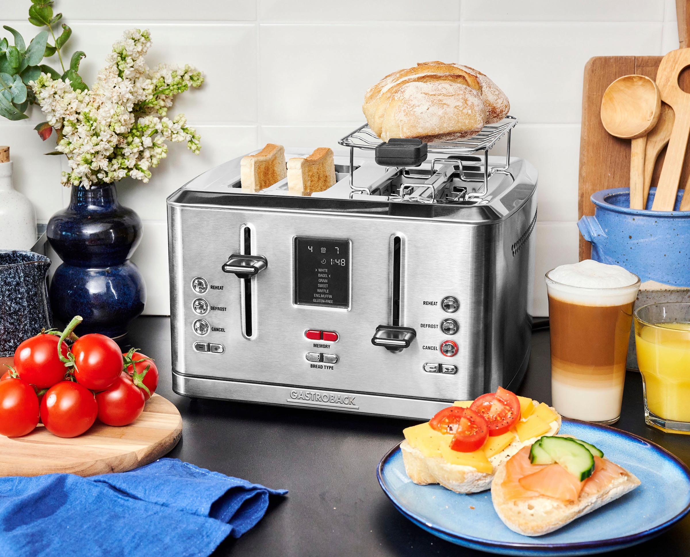 Gastroback Toaster »42396 Design Digital 4S« 4 kurze Schlitze für 4 Scheiben 1900 W