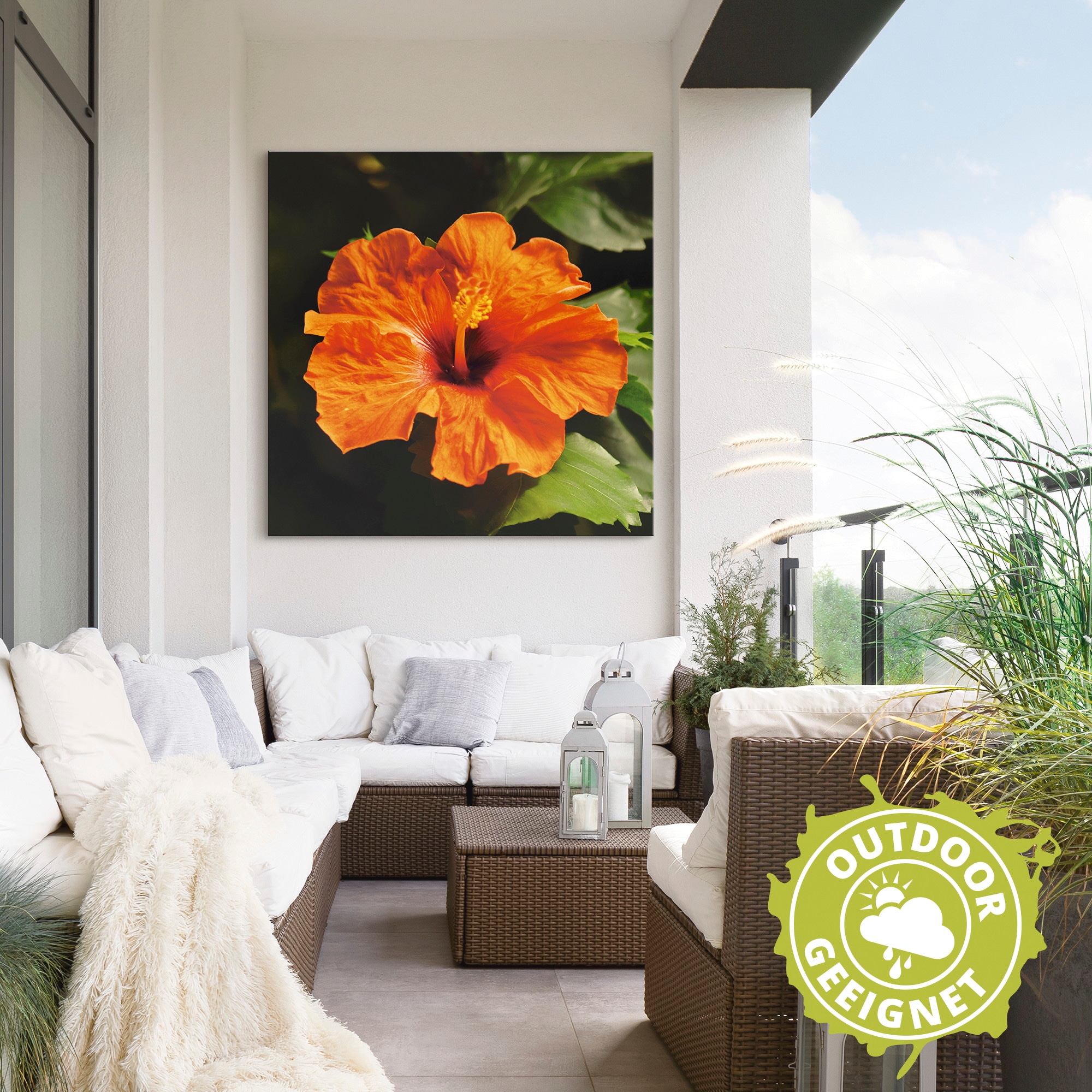 Artland Wandbild »Orangener Hibiskus«, Blumen, (1 St.), als Alubild, Leinwandbild, Wandaufkleber oder Poster in versch. Größen