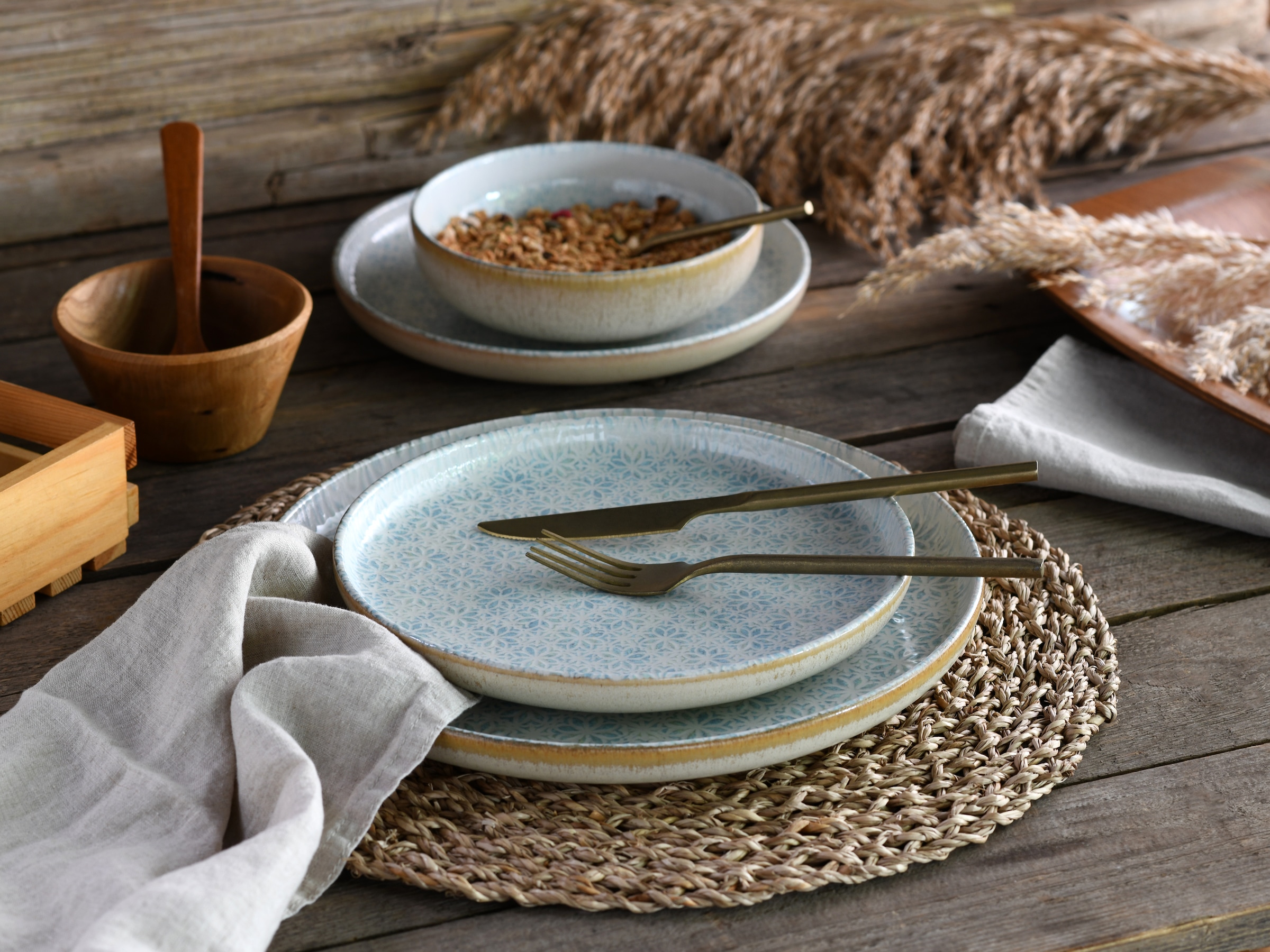 CreaTable Teller-Set »Uno Emiliana, Teller Set 12-tlg« Shabby Look, Vintage Style