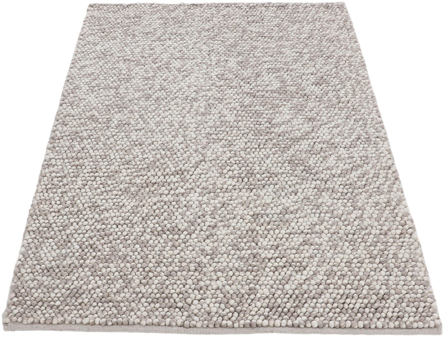 carpetfine Teppich »Calo«, rechteckig, 16 mm Höhe, Handweb Teppich, Uni Farben, meliert, handgewebt, 70% Wolle