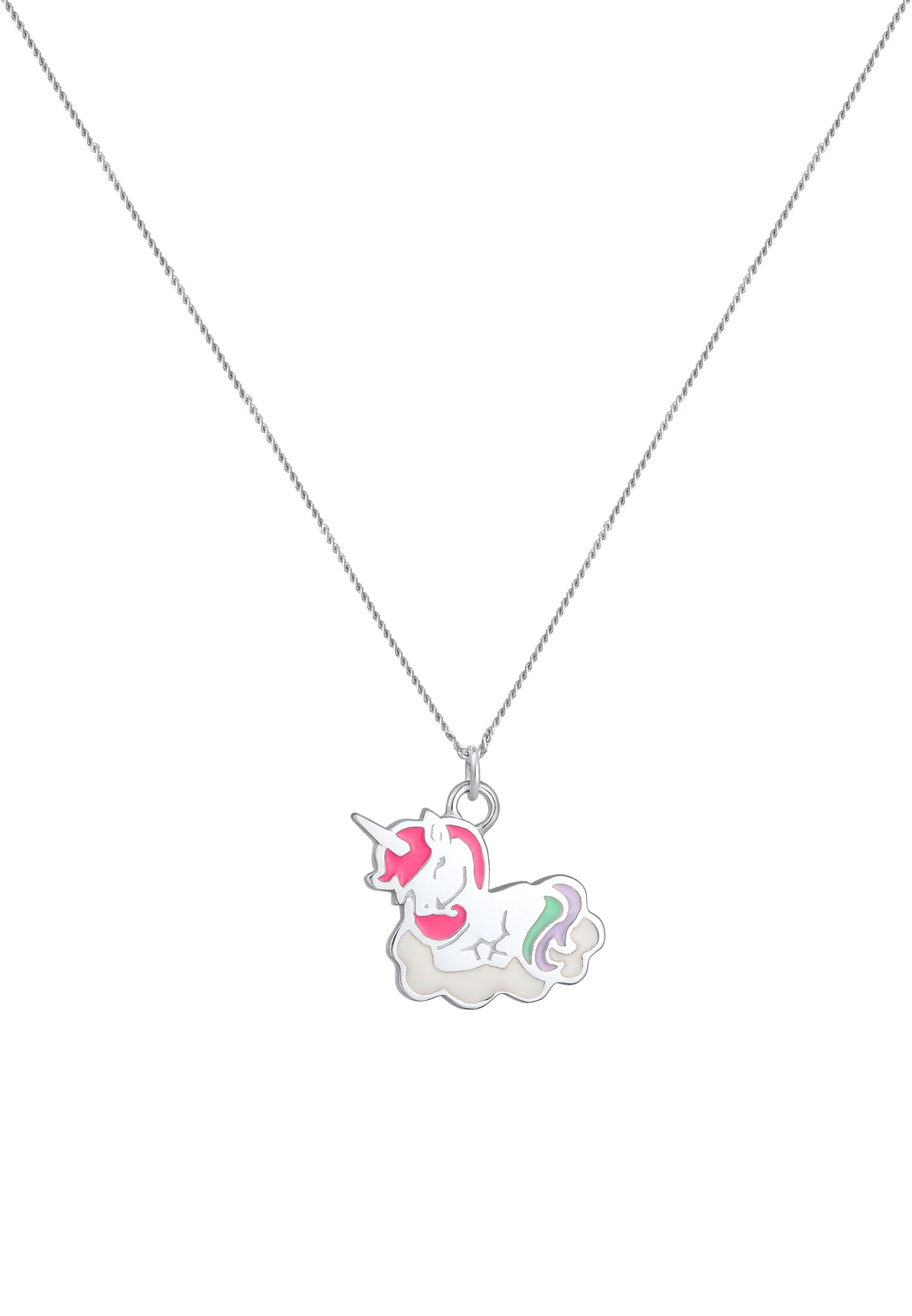 Elli Silberkette »Halskette Kinder Einhorn Wolke Emaille 925 Silber«