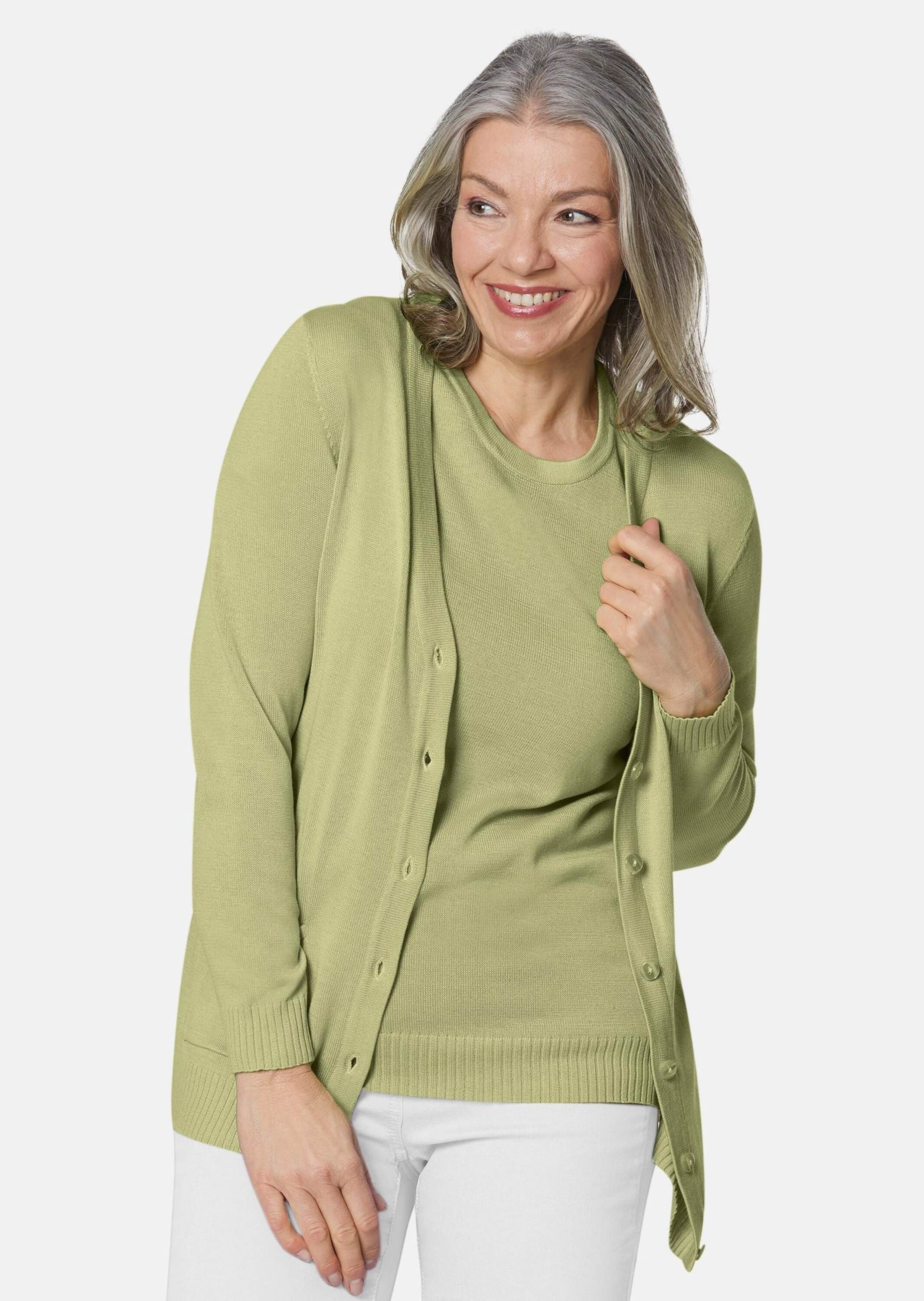 GOLDNER Strickpullover »Kurzgröße Klassisches Stricktwinset«