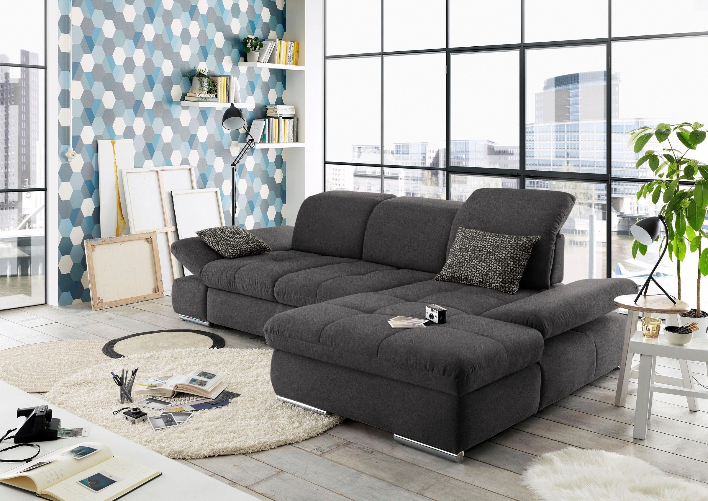 set one by Musterring Ecksofa »SO 4100«, Recamiere links oder rechts, wahlweise mit Bettfunktion