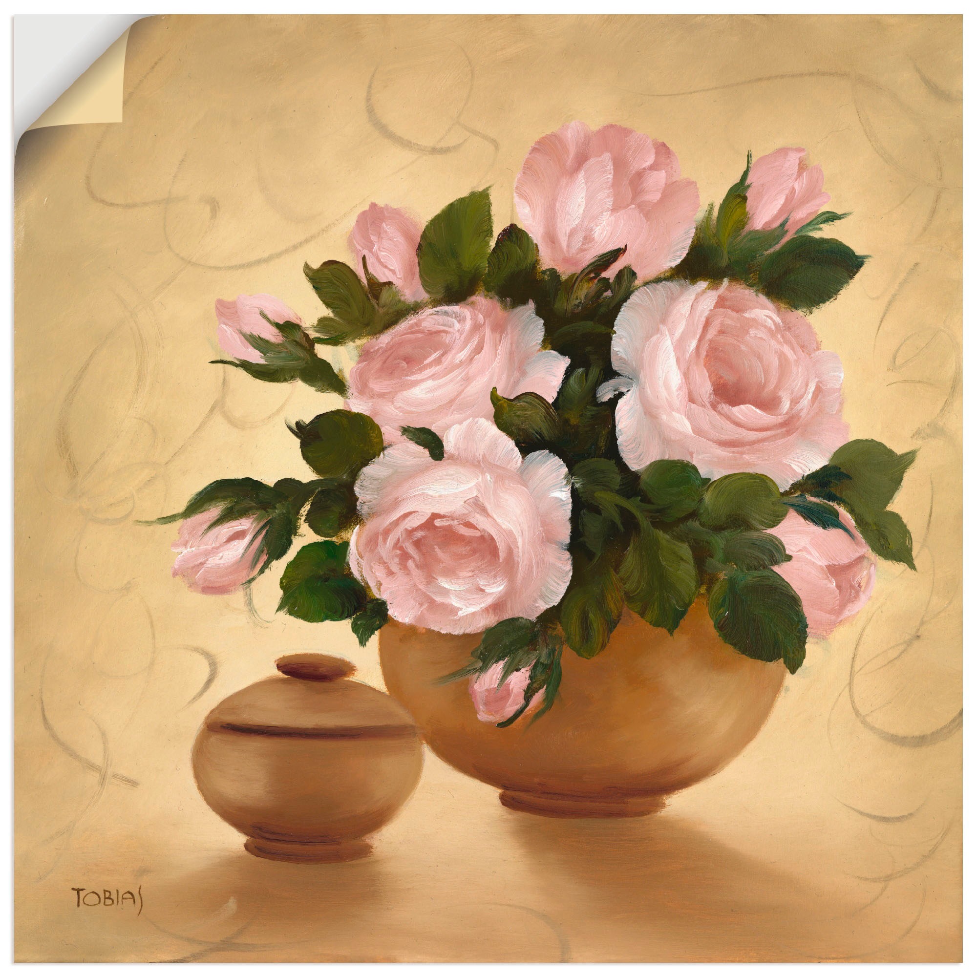 Artland Wandbild »Dekorierter Untertitel IIII«, Blumen, (1 St.), in vielen Größen & Produktarten -Leinwandbild, Poster, Wandaufkleber / Wandtattoo auch für Badezimmer geeignet