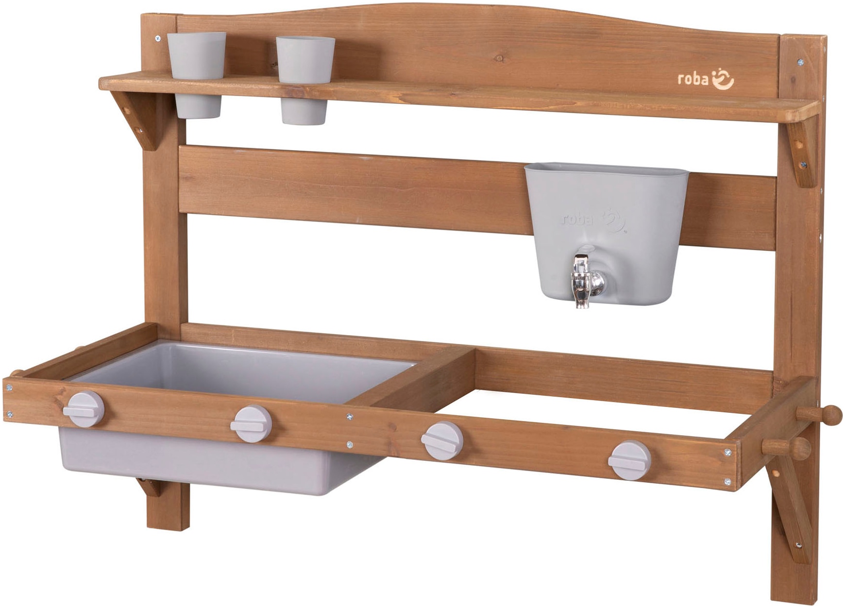 roba® Outdoor-Spielküche »Matschküche zum Aufhängen, teakholzfarben lasiert, aus Holz«, FSC® - schützt Wald - weltweit