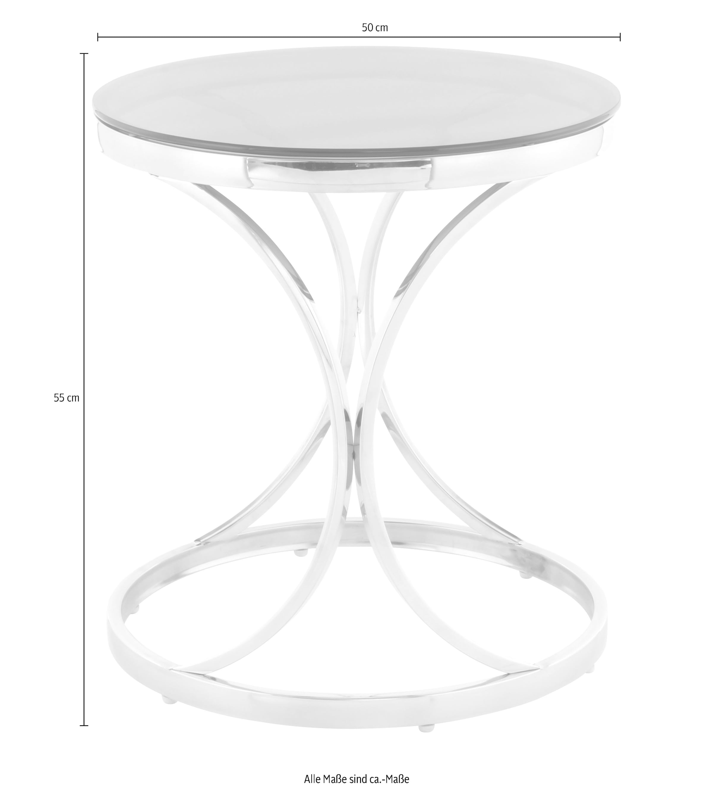Kayoom Beistelltisch »Weyda 225, in eleganter Gestaltung,runde Tischplatte aus Glas«, (1 St.), Glamouröses Design, hochwertige Verarbeitung, Hingucker-Gestell