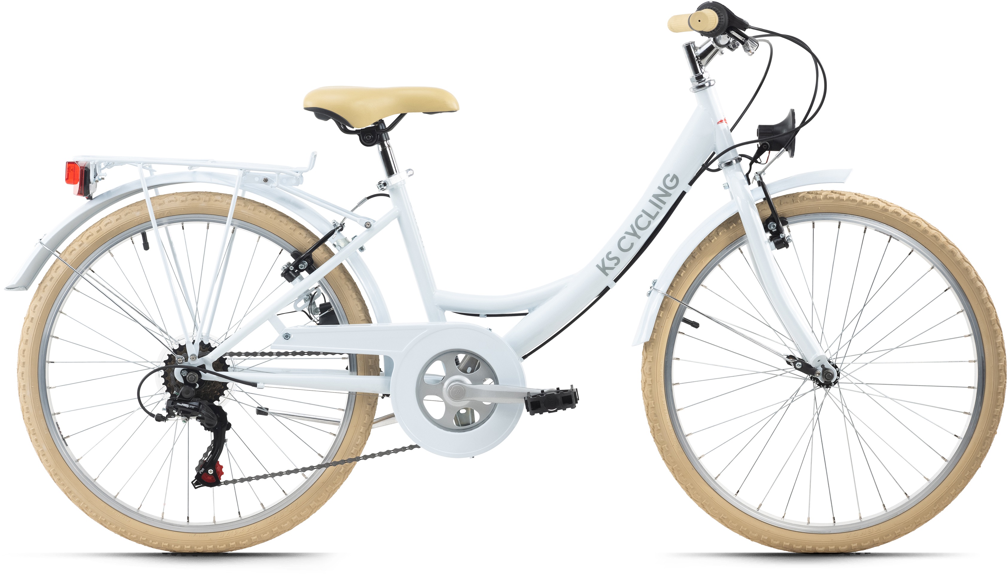 Ks Cycling Jugendfahrrad »Balloon« 6 Gang Shimano Tourney Schaltwerk Kettenschaltung für Damen in weiß, Größe 24 Zoll (60,96 cm)