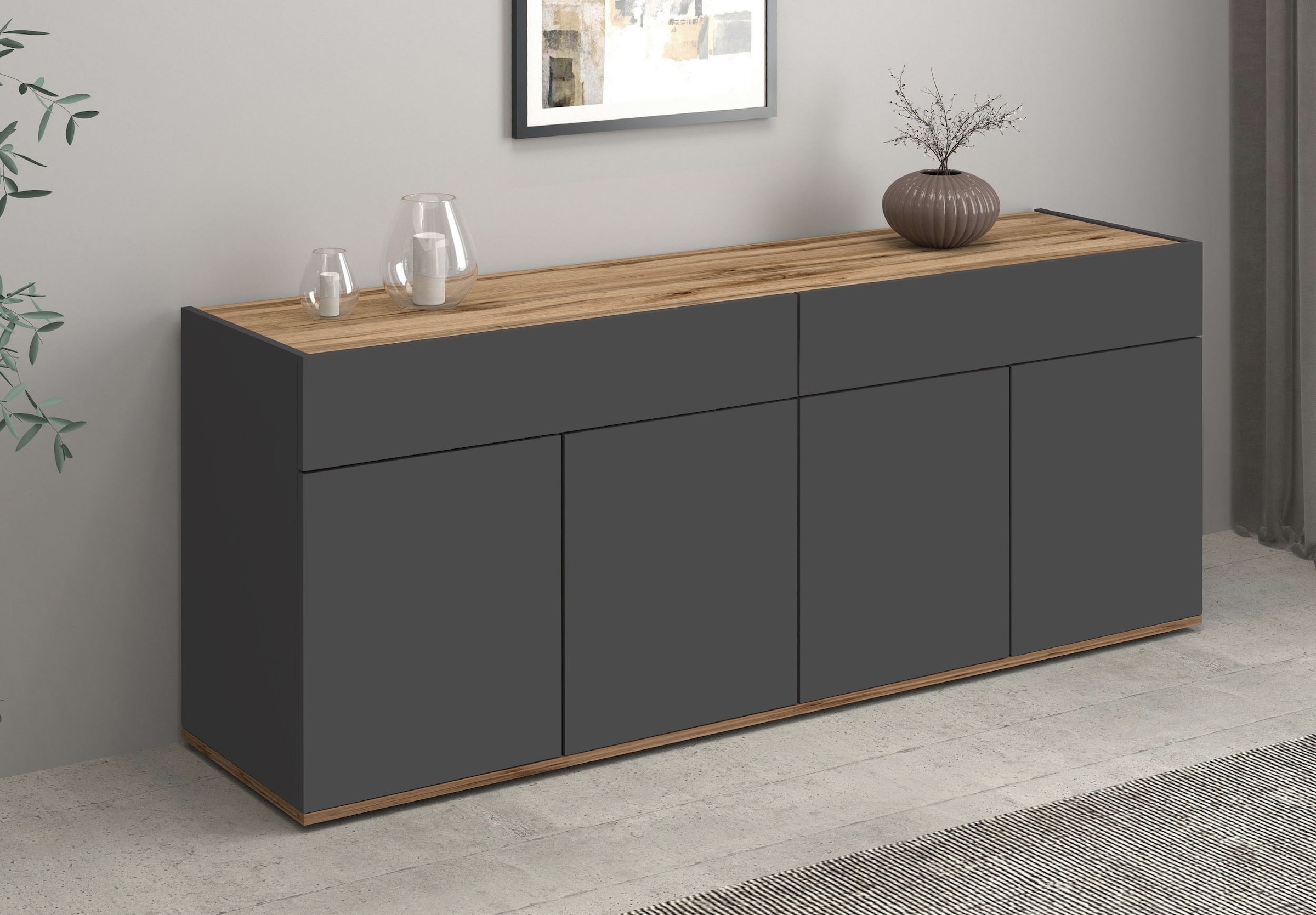 INOSIGN Sideboard »Garda, Kommode, Schrank, Kredenz«, 4 Türen, 2 Schubladen, grifflos Breite 160,1 cm