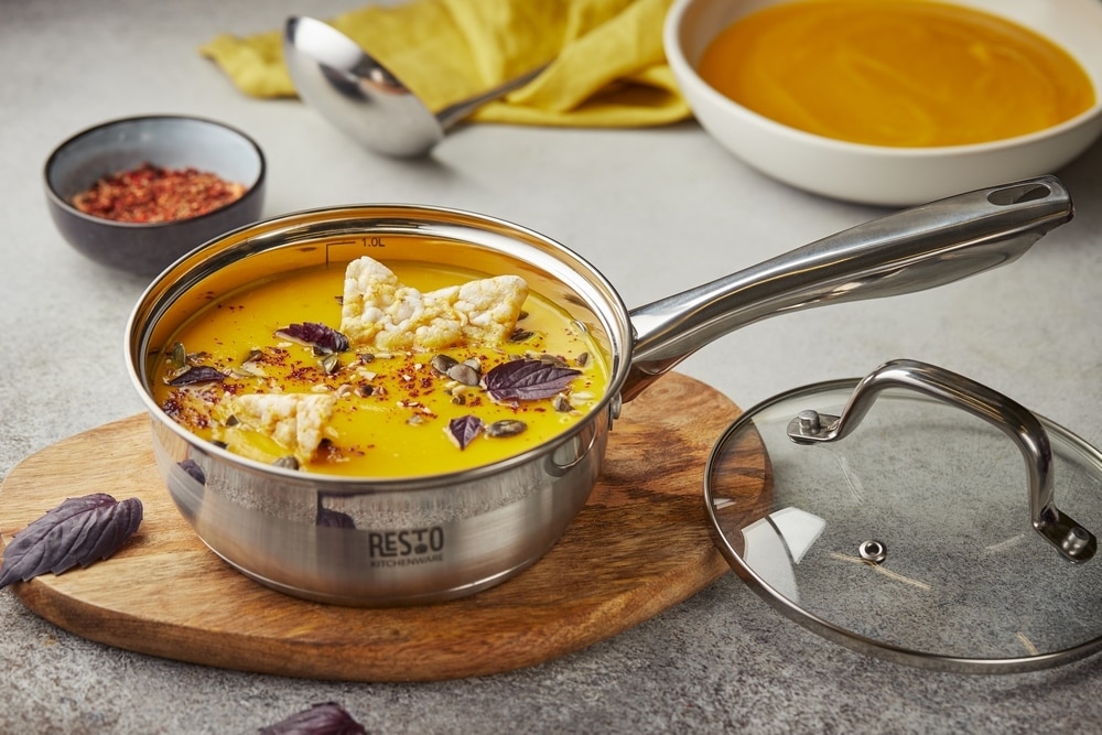 RESTO Kitchenware Kasserolle »Libra, Soßentopf 1,4 l, energiesparend und spülmaschinenfest« 2 Stk. tlg. Edelstahl 18/10