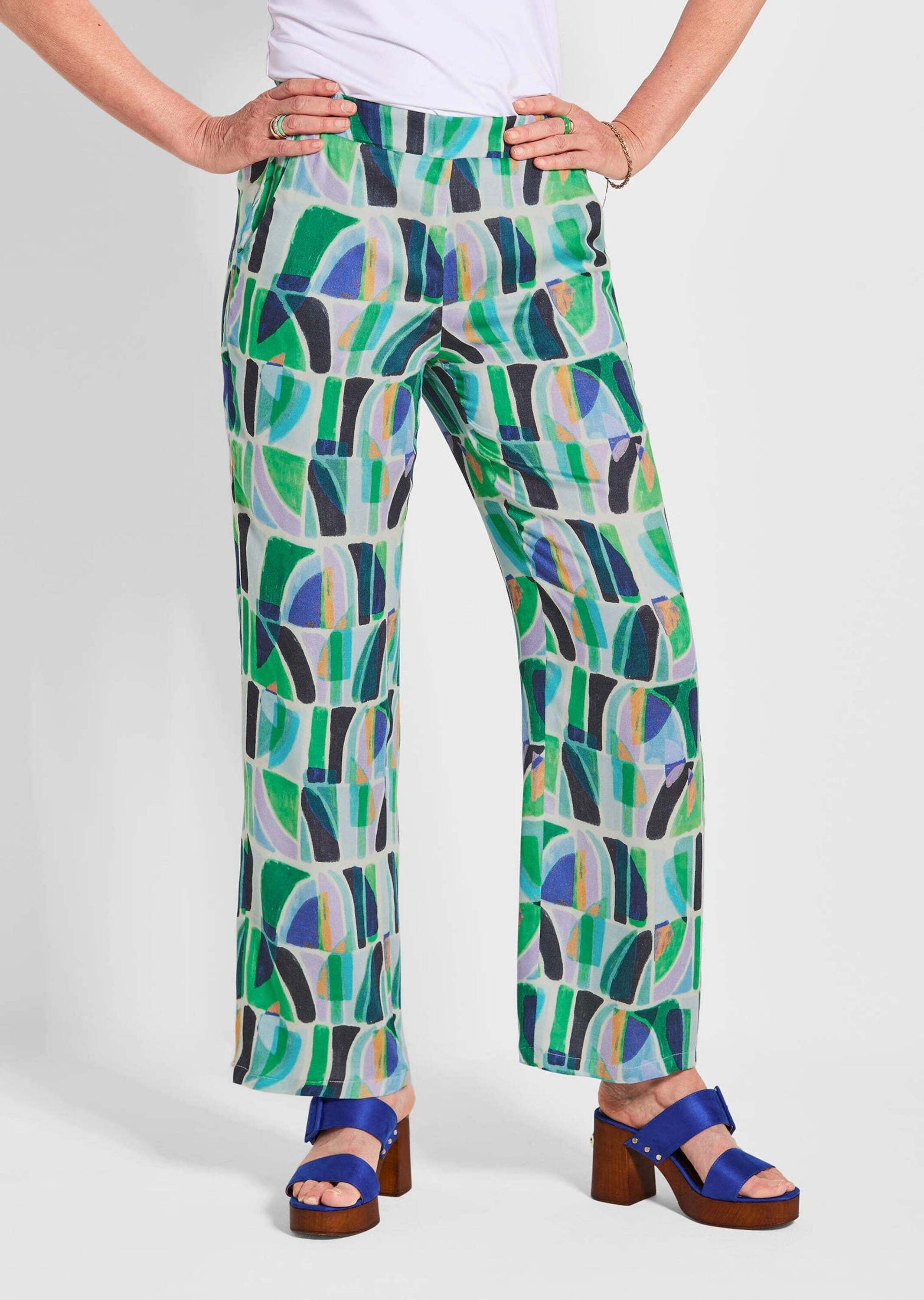 GOLDNER Schlupfhose »Kurzgröße Print Schlupfhose VERA in Grün«