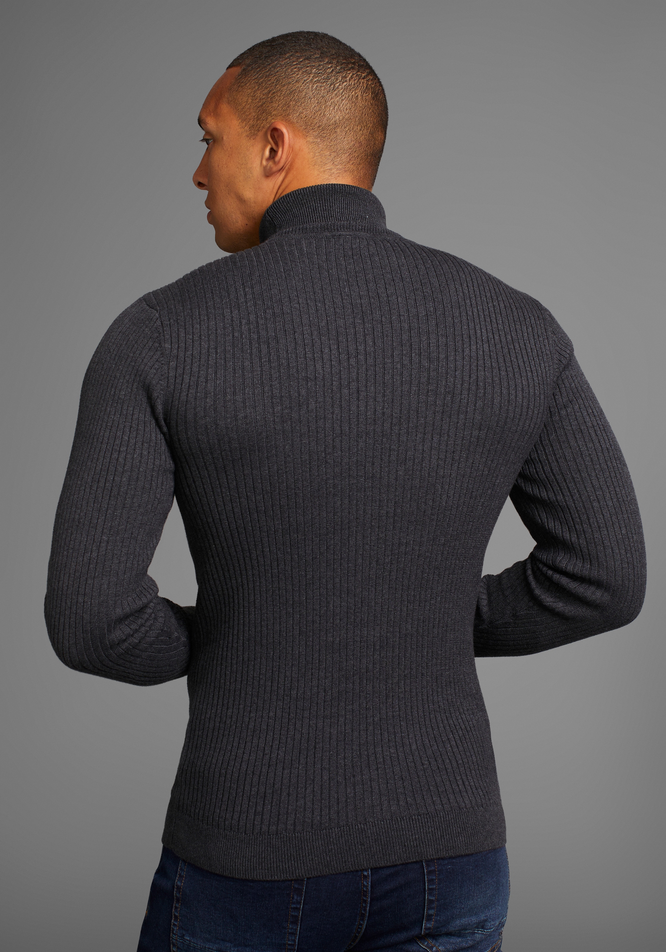 Bruno Banani Rollkragenpullover, in Rippenqualität