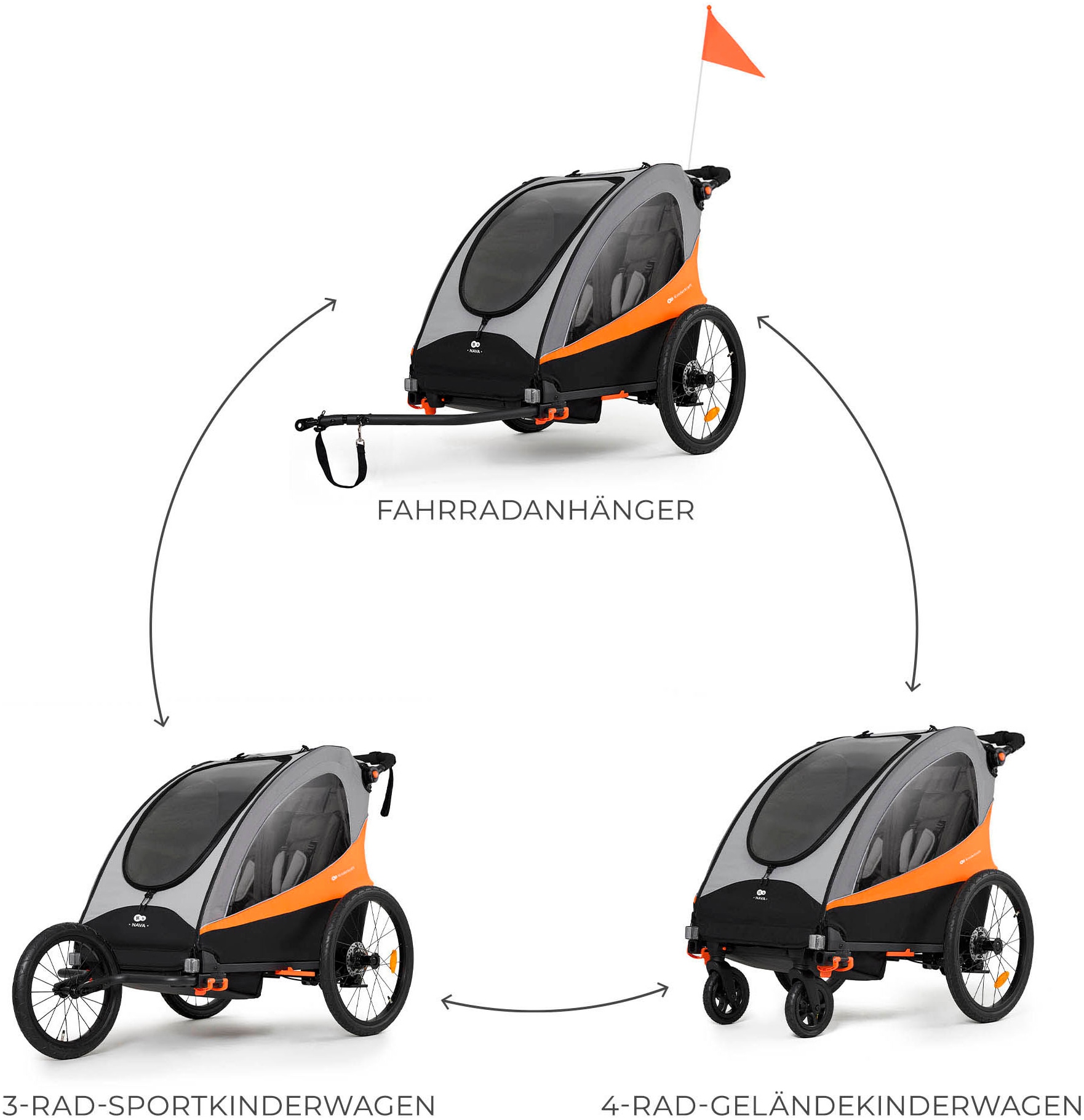 Kinderkraft Fahrradkinderanhänger »NAVA« für 2 Kinder